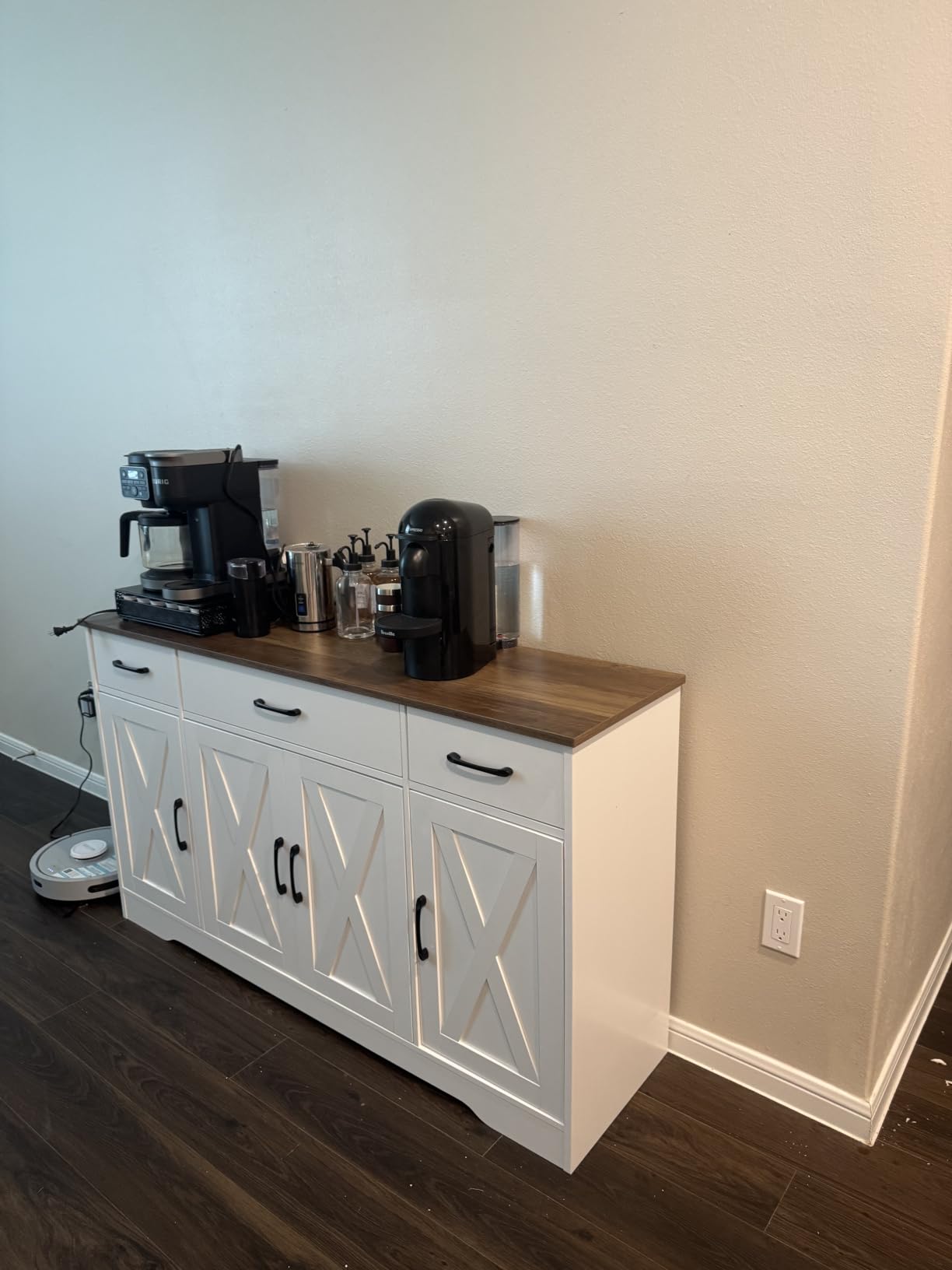 HOSTACK Kitchen Buffet Sideboard Storage Cabinet, Coffee Bar Cabinet, Brown customer photo 1