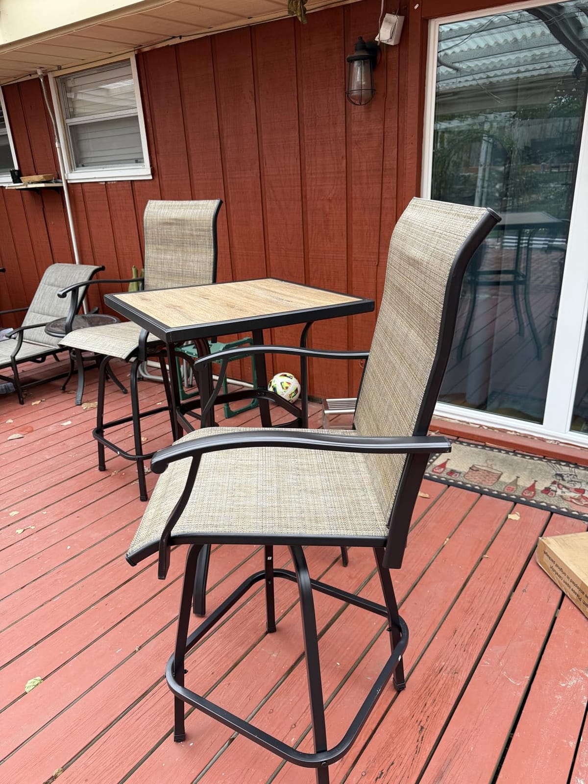PHI VILLA 3 Piece Outdoor Swivel Bar Stools Set, Bar Height Patio Set customer photo 1