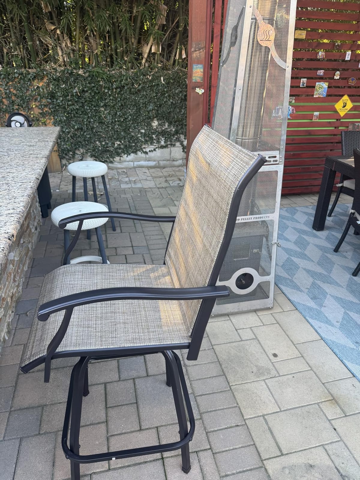 PHI VILLA 3 Piece Outdoor Swivel Bar Stools Set, Bar Height Patio Set customer photo 2