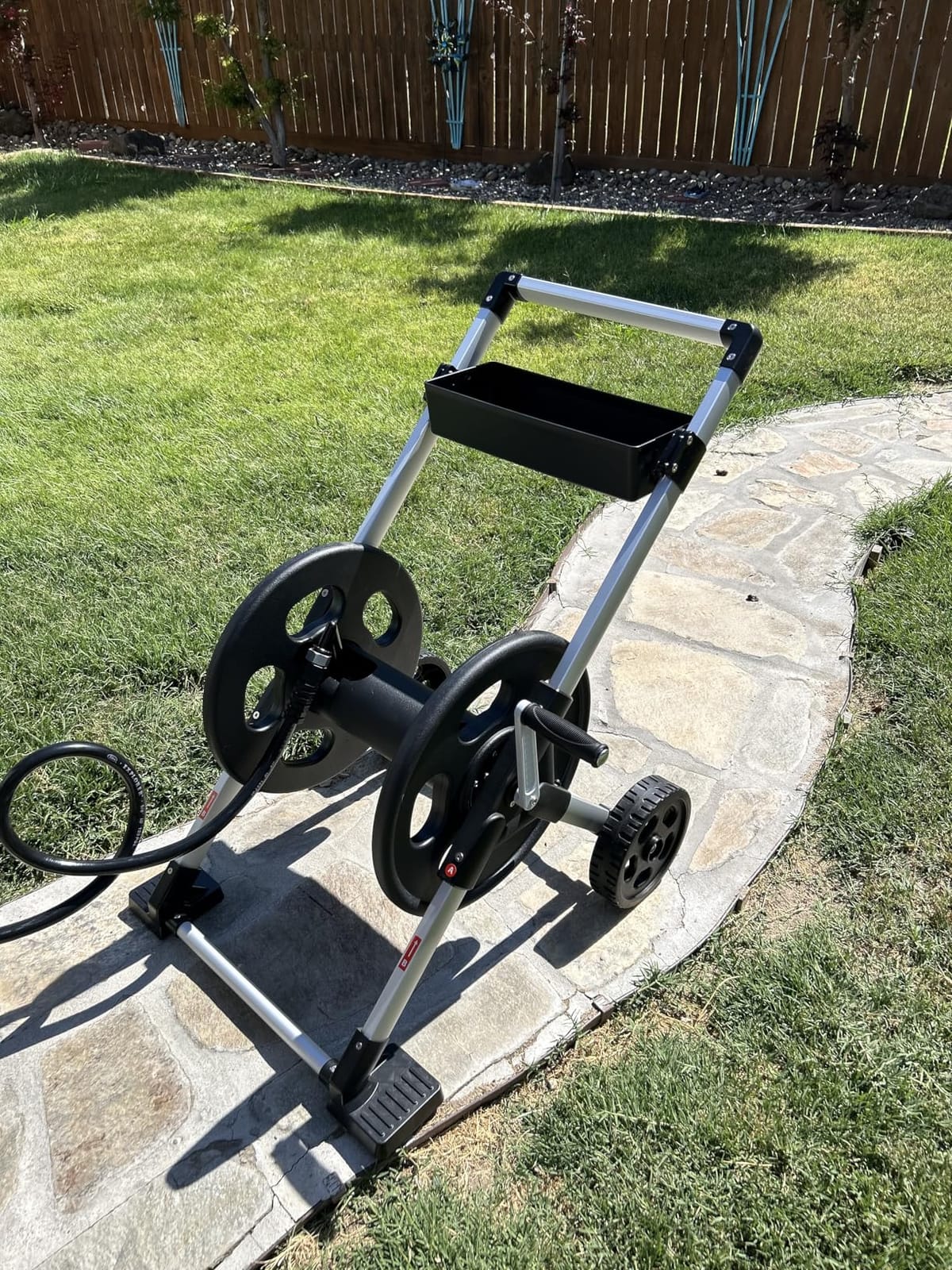 Liberty Garden 304 Explorer Two Wheel Hose Reel Cart, Aluminum, Holds 250-feet of 5/8