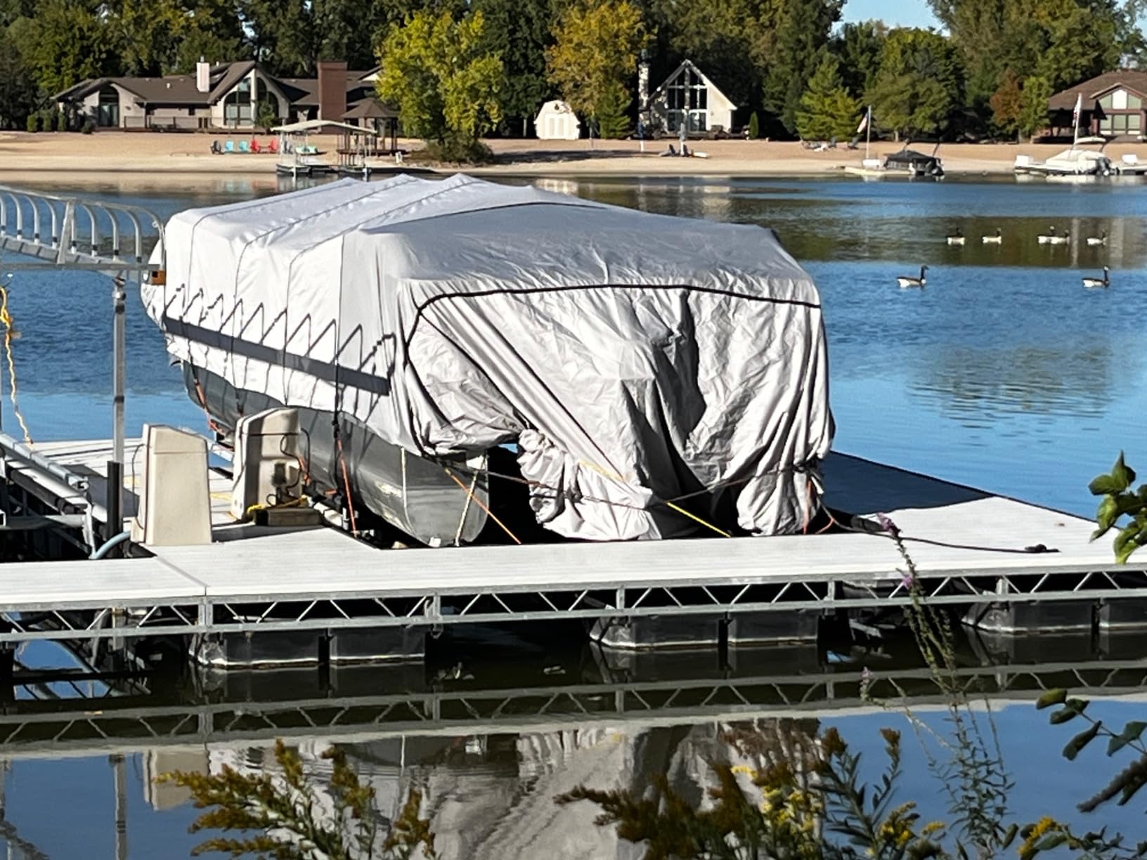 RVMasking Pontoon Boat Cover, 1400D Reinforced, Motor Cover, 21-24ft, Gray customer photo 1
