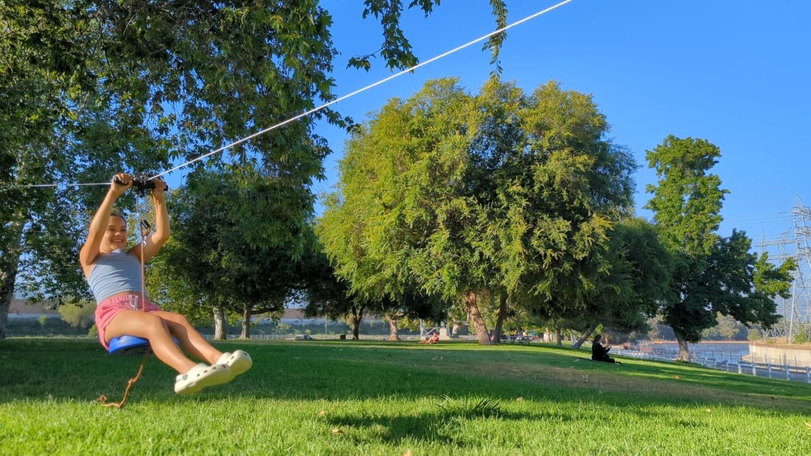 Zip Line Kit for Kids Adults : 100FT Up to 380Lbs - Quick Tighten Zipline for Backyard Outdoor with 100% Rust Proof Removable Trolley Seat Spring Brake customer photo 2