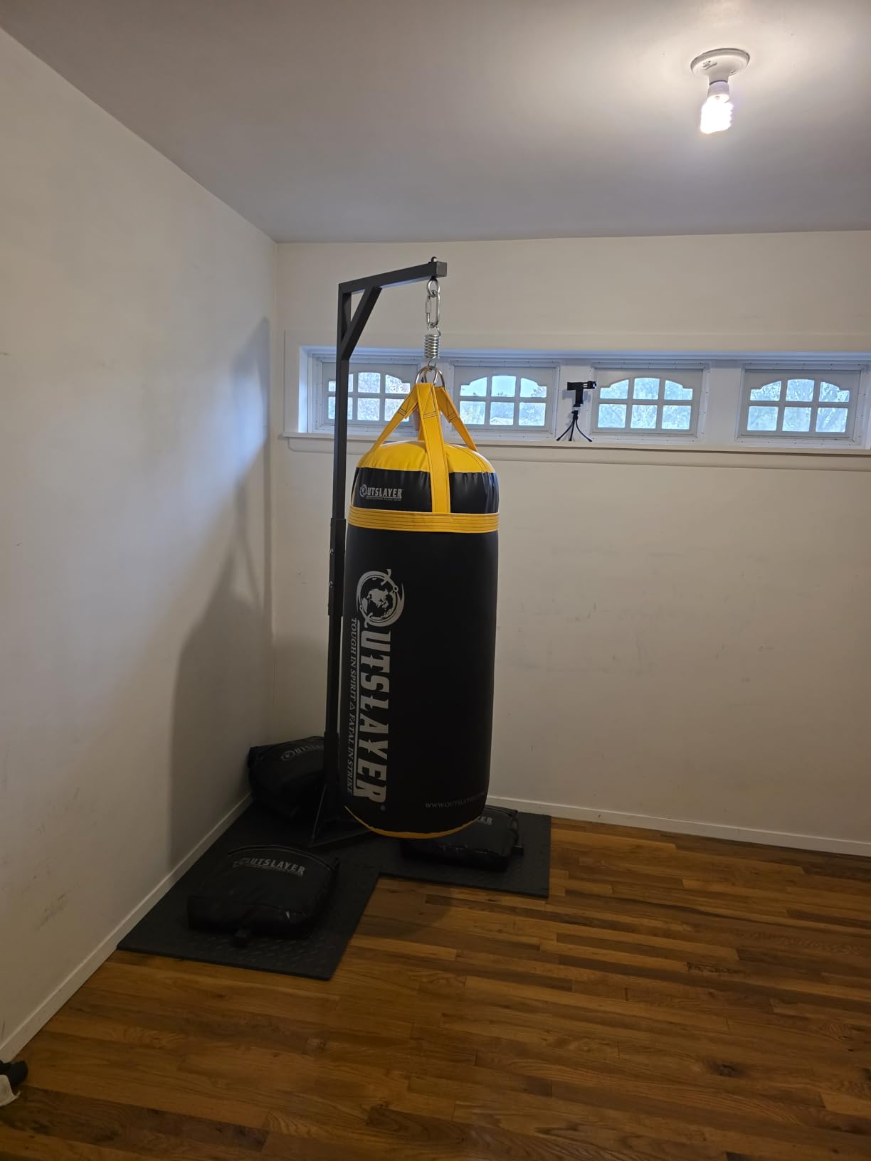 Outslayer Heavy Duty Punching Bag Stand - 7.8ft / 6.8ft Heavy Bags up to 350lbs - Made in USA - Filled or Unfilled Sandbags - Easy Assembly customer photo 1