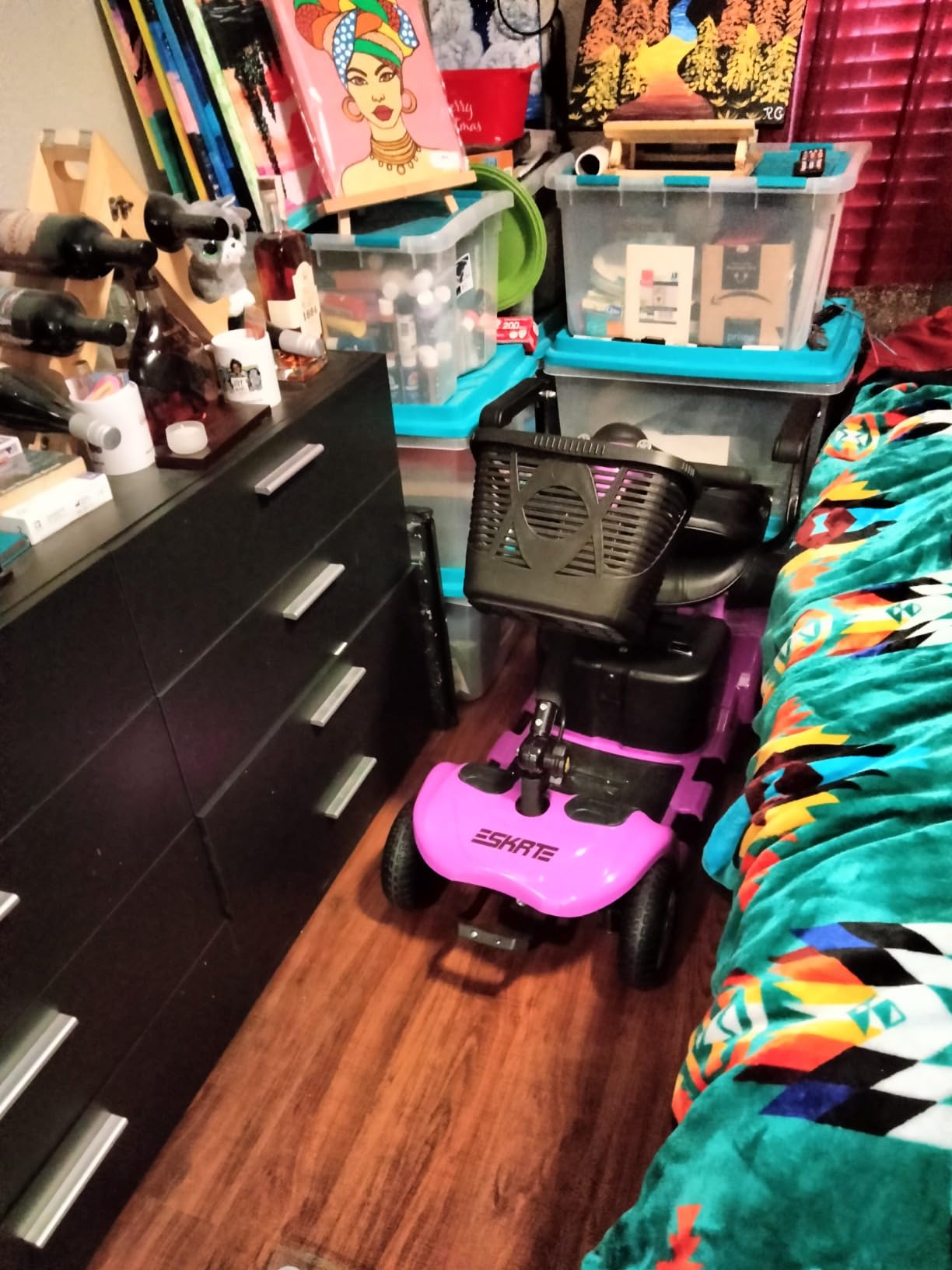 Mobility Scooter for Adults, Senior, 4 Wheels Electric Powered Chargeable Device for Travel, Lightweight and Portable, with LED Headlights and Basket, Charger Included (RED) customer photo 1