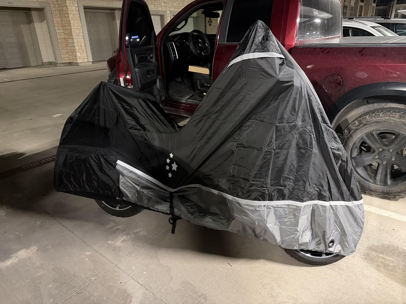 Motorcycle Cover 420D Heavy Duty Storage for Touring Models Harley Davidson Road King,Road Glide,Street Glide,Electra Glide,Heritage Classic,Low Rider-ST,and Most Motorcycles Orange customer photo 1