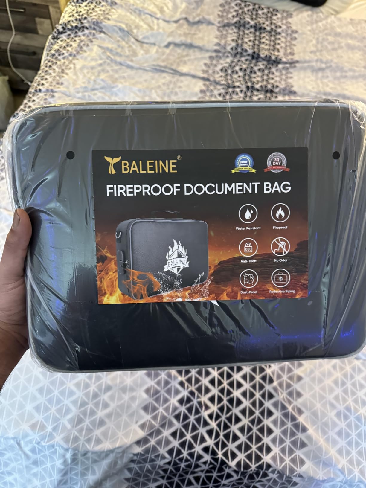 BALEINE Fireproof Document Box with Lock, Waterproof Fire Safe File Bag customer photo 1