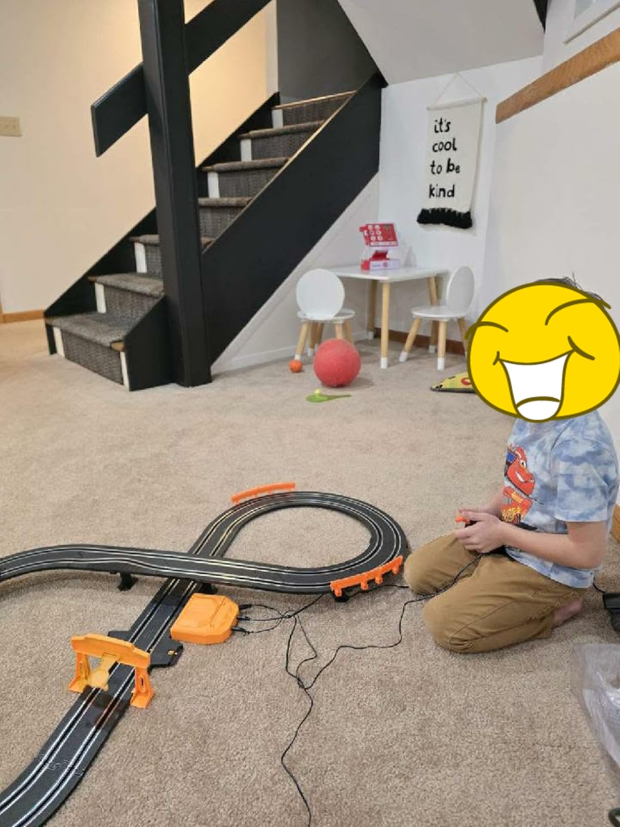 Slot Car Race Track Sets for Boys,Race Car Track with 4 High-Speed Slot Cars,Battery or Electric Car Track,Dual Racing Game Lap Counter Track Sets,Toys Gifts for Boys Girls Ages 6 7 8-12 customer photo 1