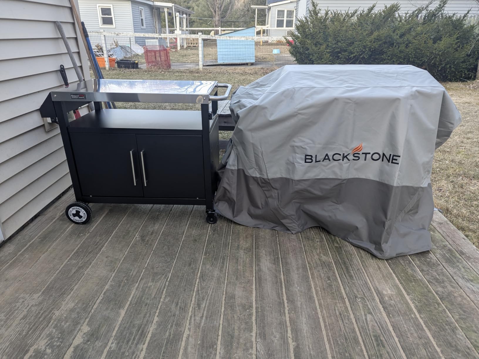 PC3403S Outdoor Grill Cart with Wheels Black | Movable Kitchen Island with Storage Cabinet for BBQ, Stainless Steel Dining Cart Table for Food Prep customer photo 1