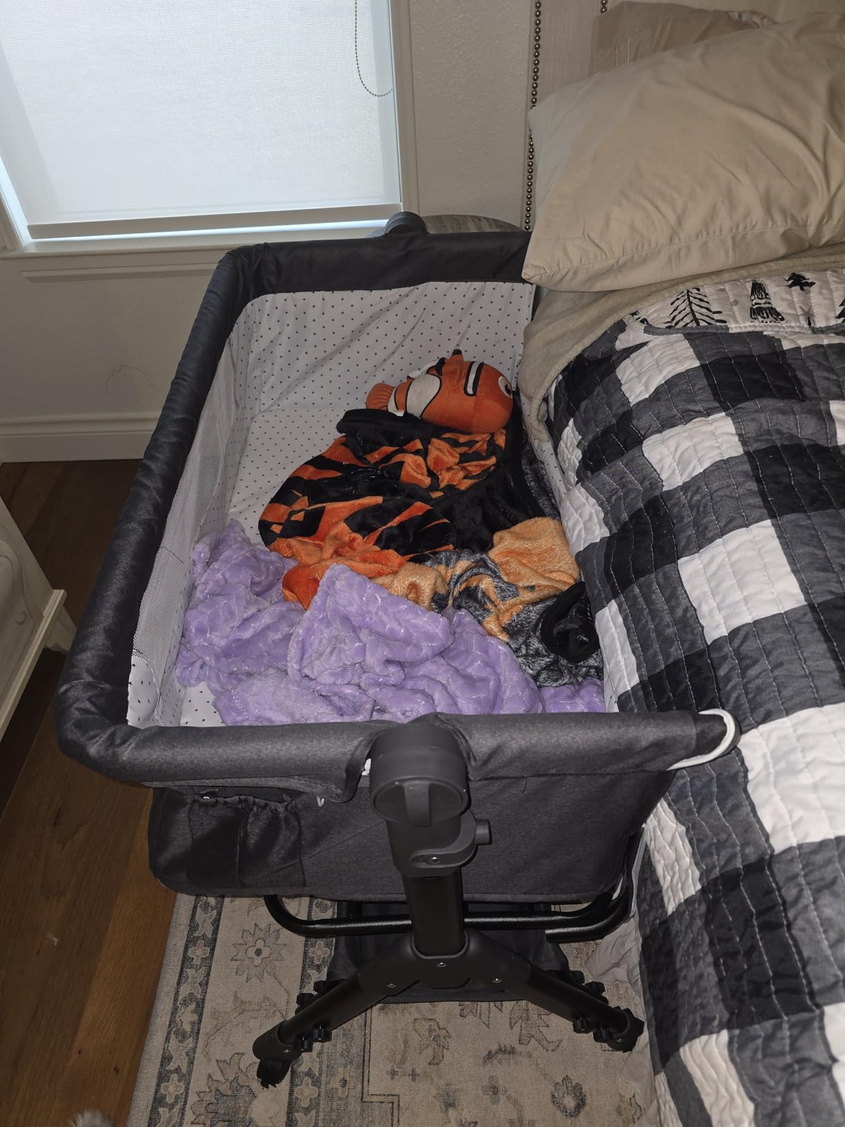 BCOL Baby Bassinet, Bedside Bassinet for Baby, 3 in 1 Bassinet Bedside Sleeper with Wheels, Mosquito Net, Adjustable Easy Folding Portable Bed for Infant Newborn (Dark Grey) customer photo 1