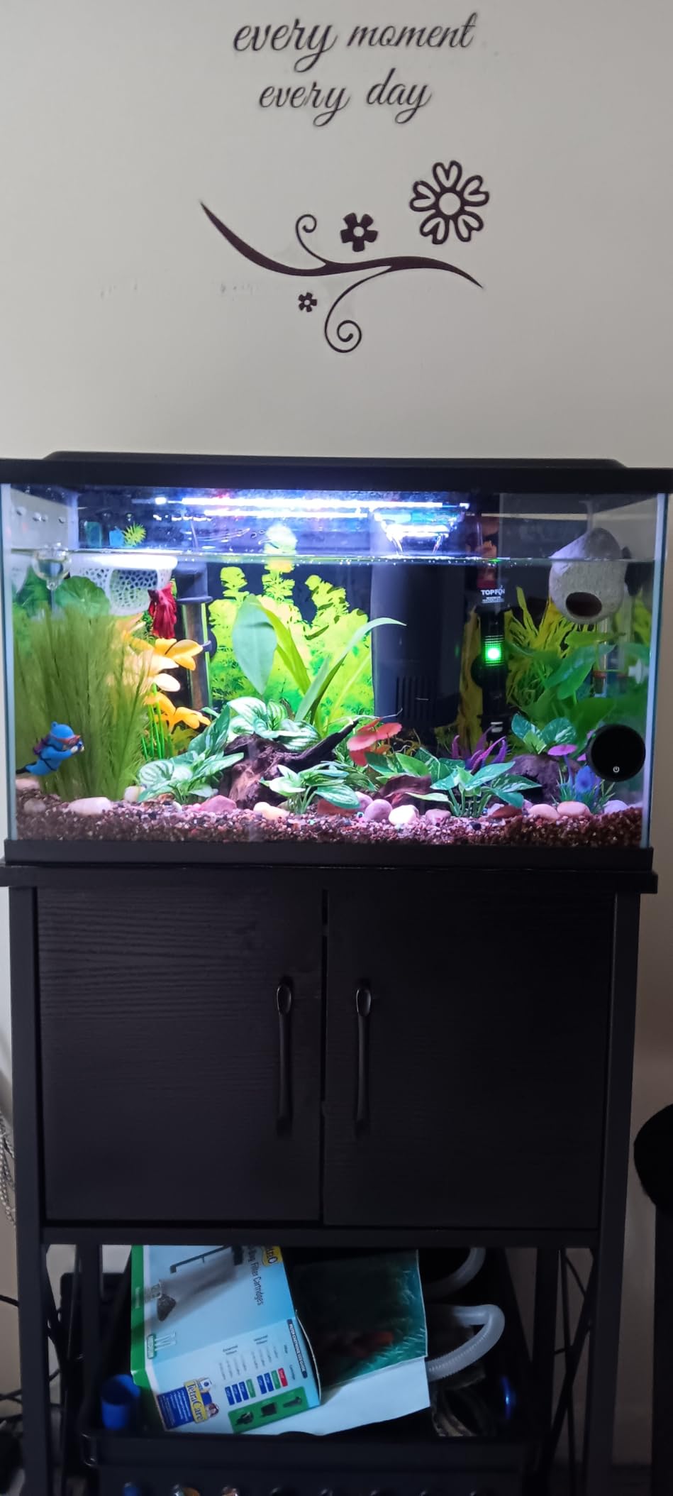 Herture 20-29 Gallon Aquarium Stand Metal Frame Fish Tank Stand with Cabinet Storage, for 20 Gallon Long Aquarium,30.7