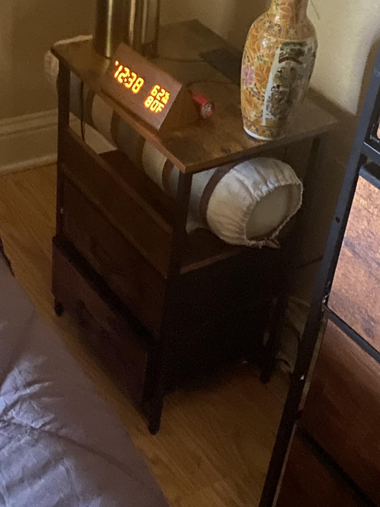 Fixwal Night Stand with Charging Station, Black Led Nightstand, 2 Drawers customer photo 2