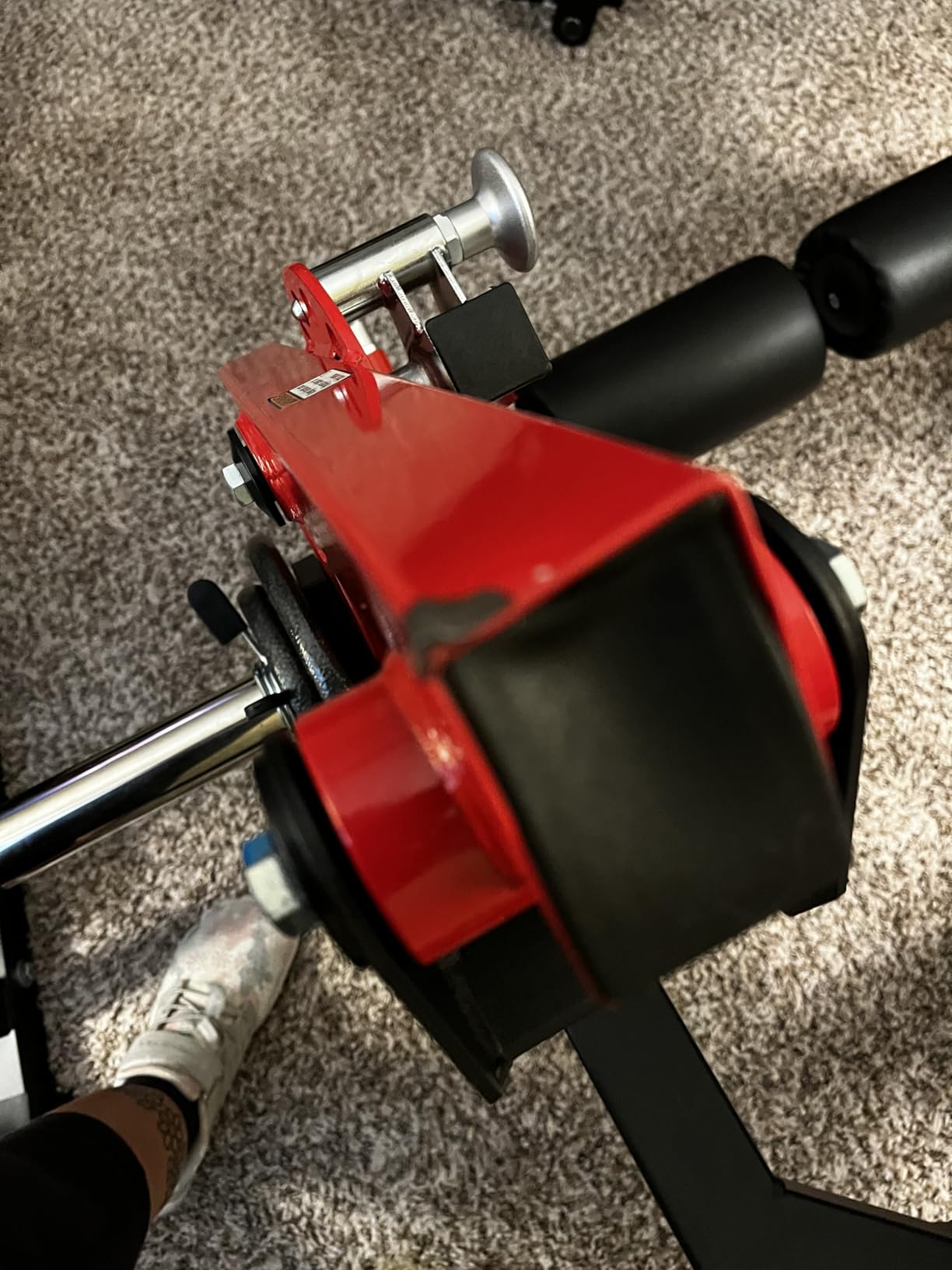 GMWD Leg Extension and Curl Machine, Single Leg Extension, Lying Leg Curl, Standing Leg Curl, Adjustable Leg Exercise Bench with Plate Loaded, Leg Machine Home Gym, Red customer photo 2