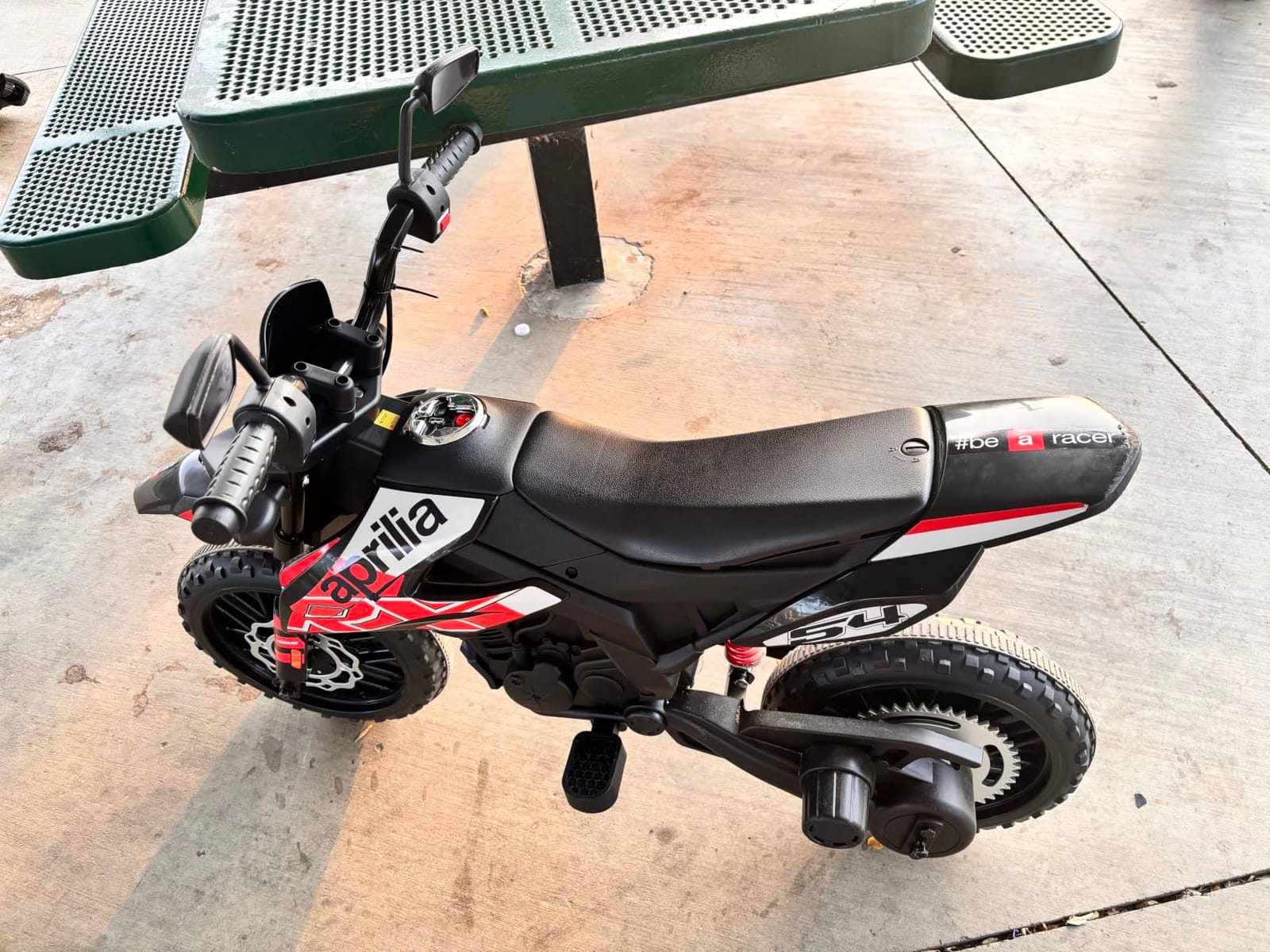 OLAKIDS Kids Motorcycle, Licensed Aprilia RX125 12V Ride on Electric Dirt Bike Motorbike with Training Wheels, Spring Suspension, Bluetooth, USB, Lights customer photo 1