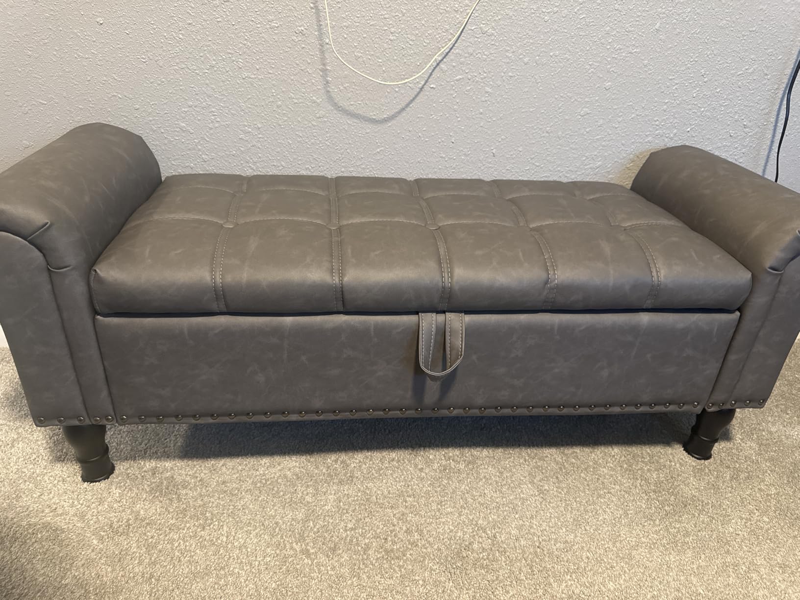 Apicizon Storage Bench for Bedroom, Upholstered End of Bed Bench, 51