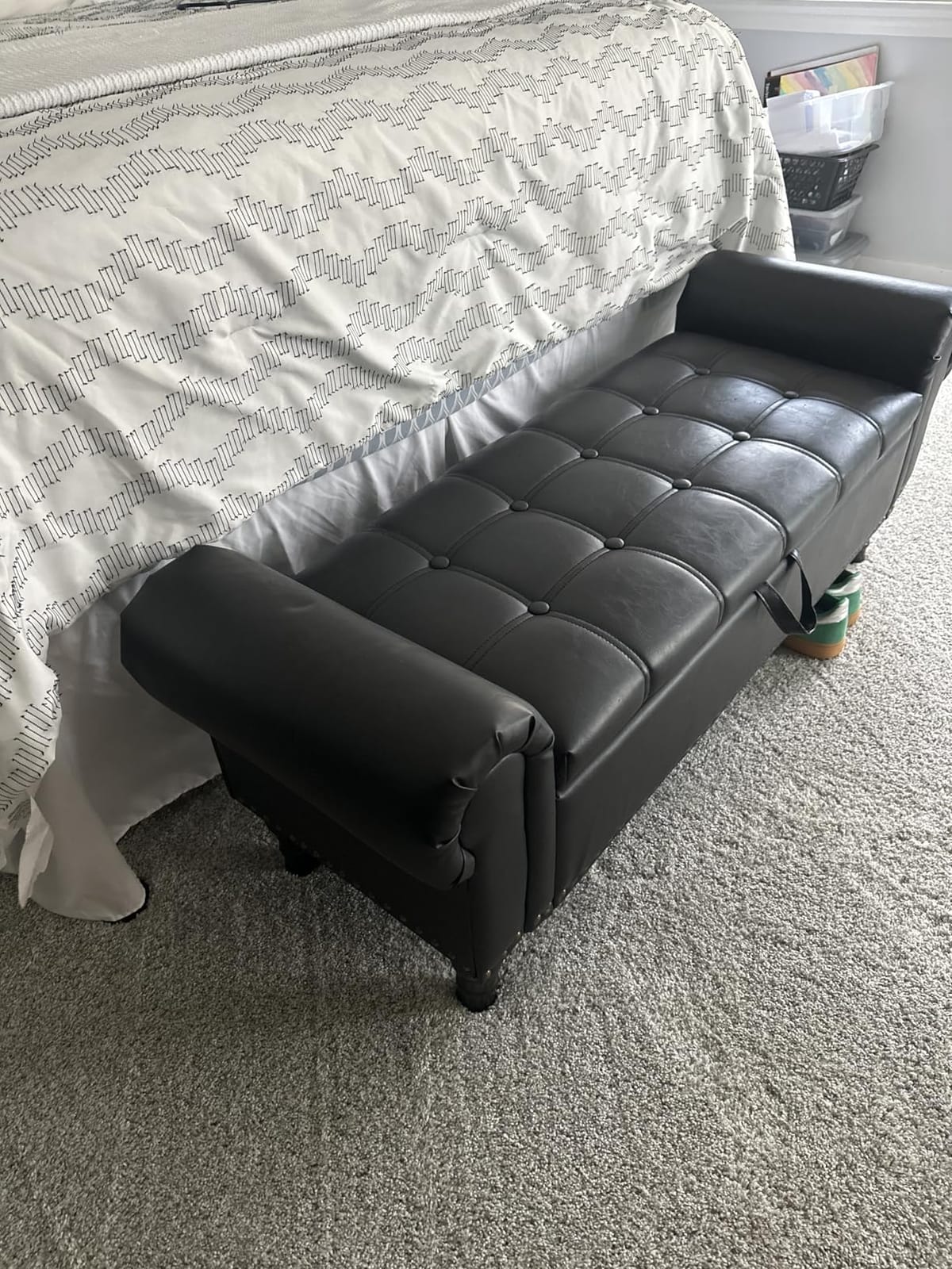 Apicizon Storage Bench for Bedroom, Upholstered End of Bed Bench, 51