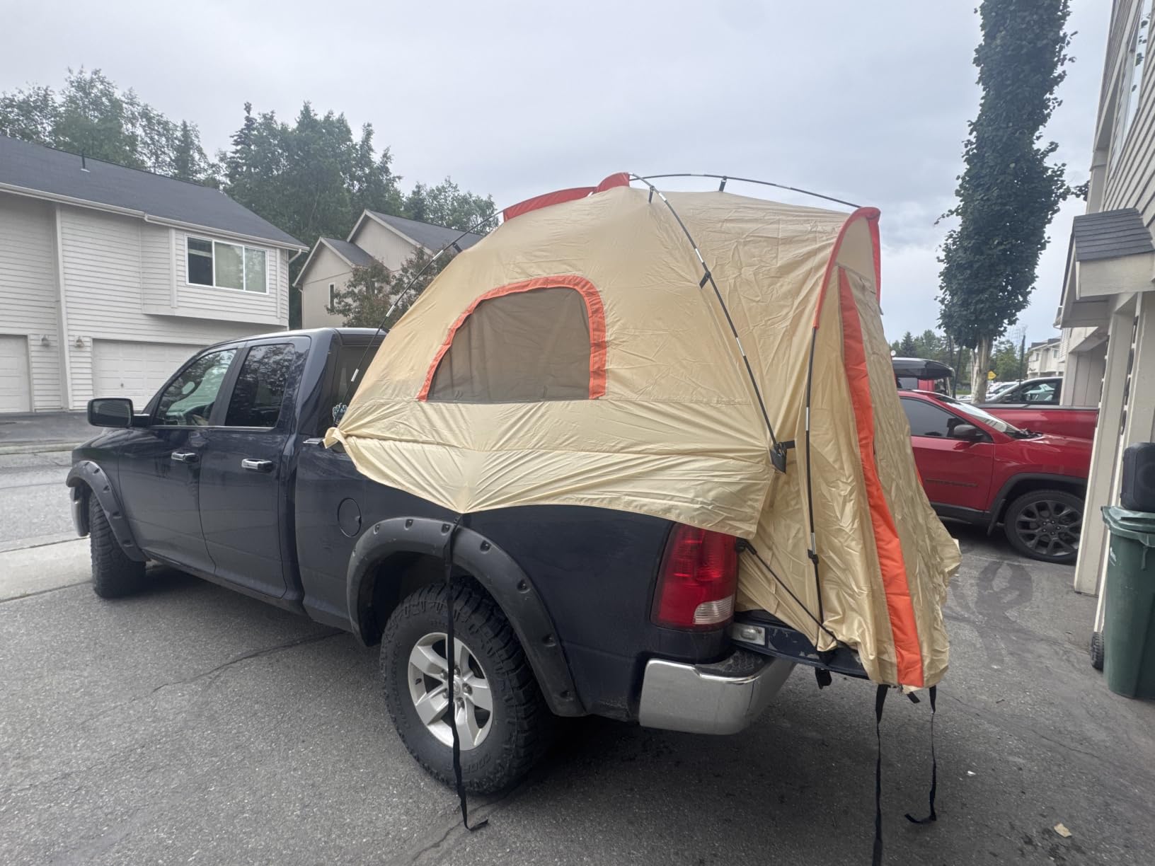 Pickup Truck Tent with Awning Shade,Waterproof PU5000mm Oxford for 5.5-6.3 FT Truck Bed for Camping Travel Outdoor Activities for Chevy Silverado 1500,Ram 1500/Dakota,F150,GMC 1500,Titan,Tundra customer photo 2