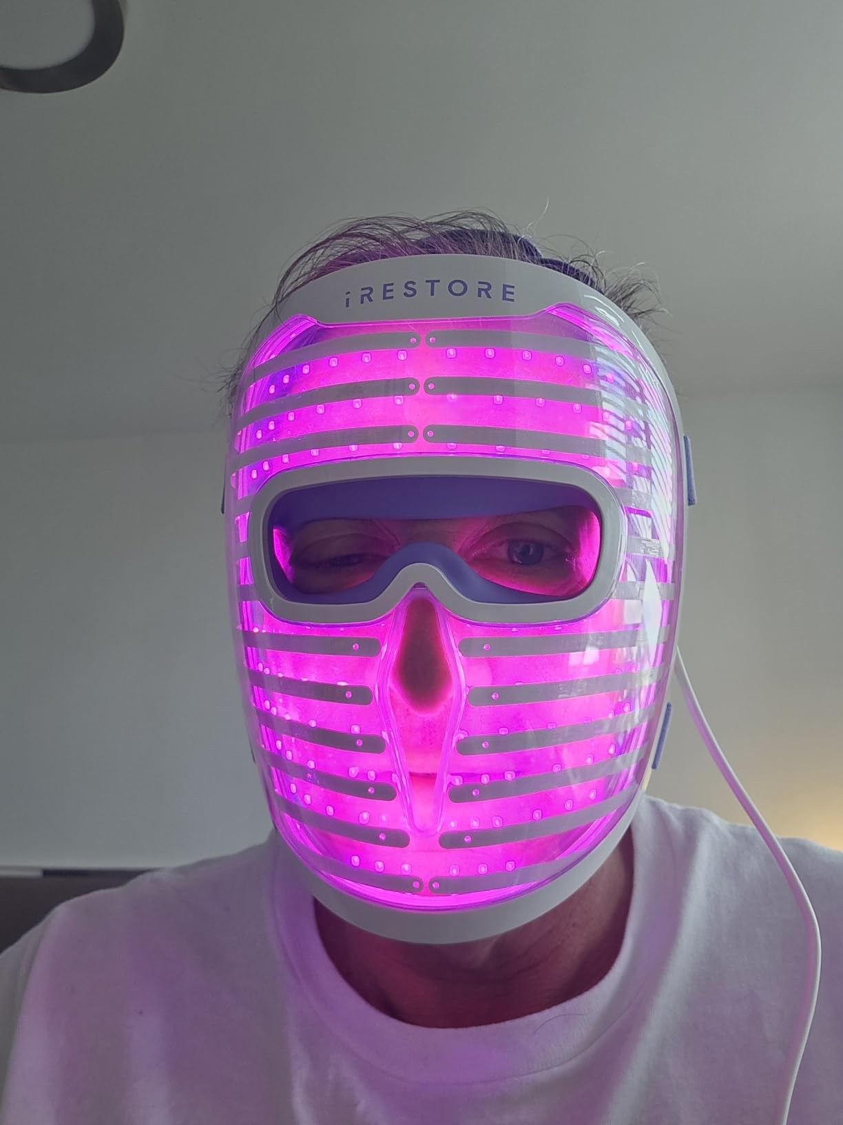 iRestore LED Face Mask for Youthful Skin, Red Light Therapy for Face, Red, Blue & Infrared Therapy for Wrinkles, Fine Lines, Dark Spots with 360 LEDs, Skincare Device for Women & Men customer photo 1