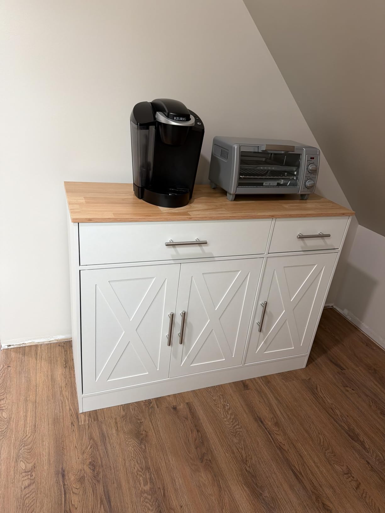 Shintenchi Modern Farmhouse Sideboard Buffet Cabinet with Storage with 3 Doors,42