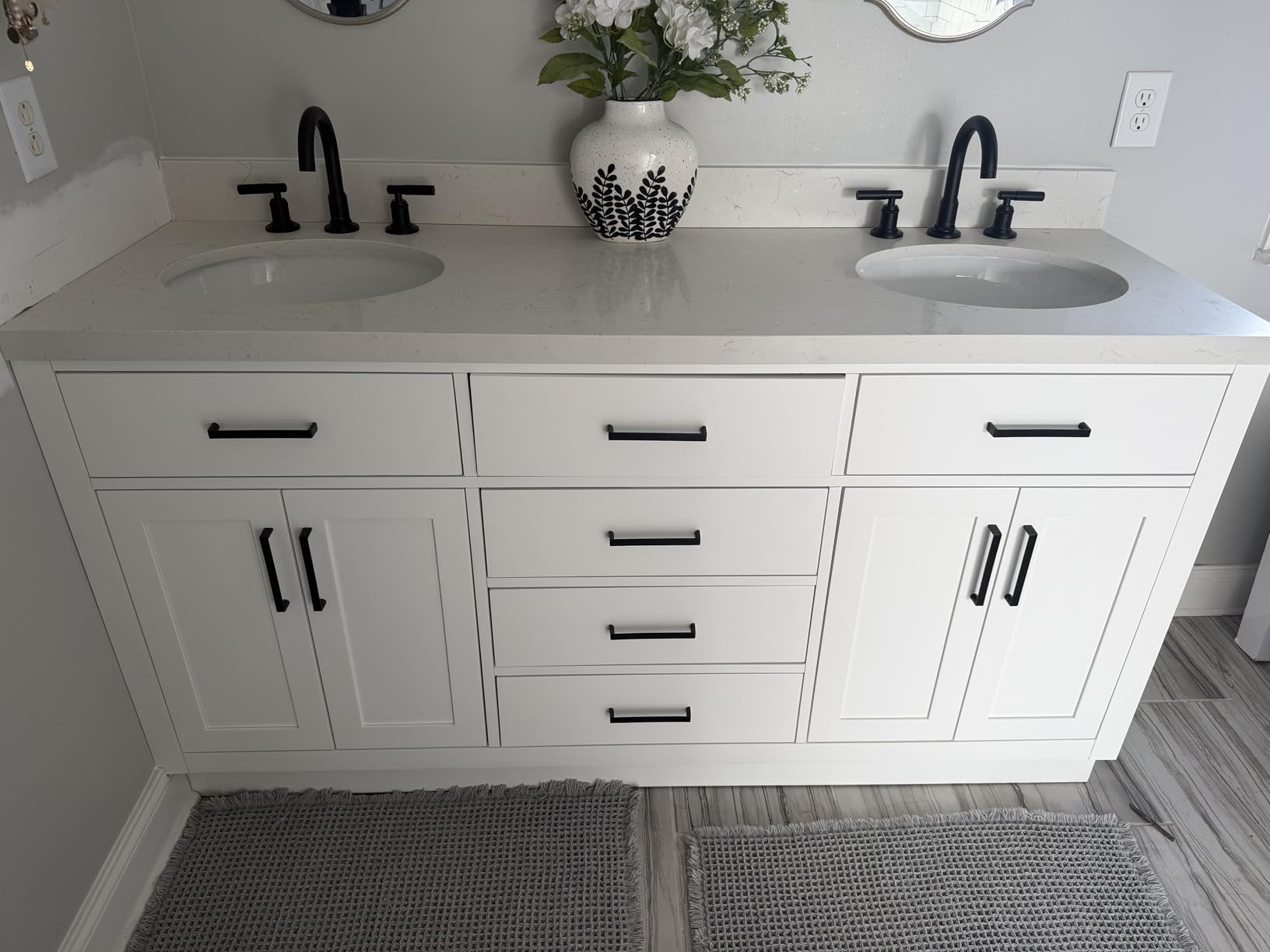ARIEL Hepburn 72-inch Bathroom Vanity with Sink,Solid Wood, 1.5-inch Carrara White Quartz Countertop & Backsplash, Double Oval Porcelain Sink, 4 Soft Closing Doors, 6 Dovetail Drawers, White Oak customer photo 1