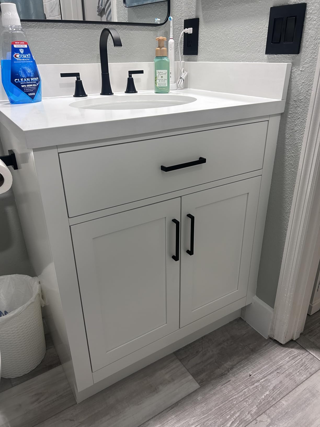 ARIEL Hepburn 72-inch Bathroom Vanity with Sink,Solid Wood, 1.5-inch Carrara White Quartz Countertop & Backsplash, Double Oval Porcelain Sink, 4 Soft Closing Doors, 6 Dovetail Drawers, White Oak customer photo 2
