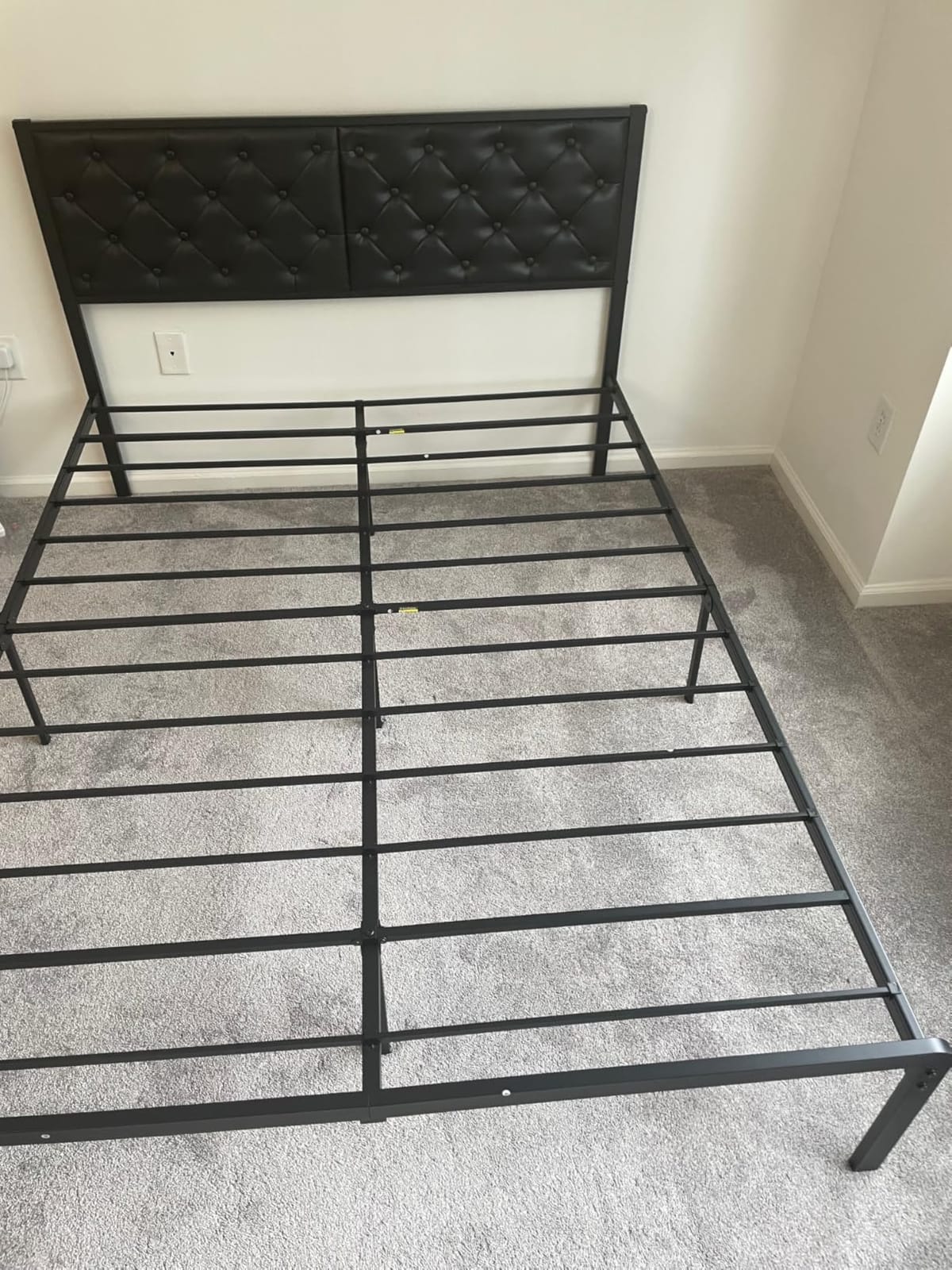 Fluest Queen Bed Frame with Headboard PU Leather Upholstered Bed Frame Platform,All Metal Slats Support Platform Bed Frame with Storage Space,Easy Assembly,Noise Free,No Box Spring Needed,Black customer photo 1