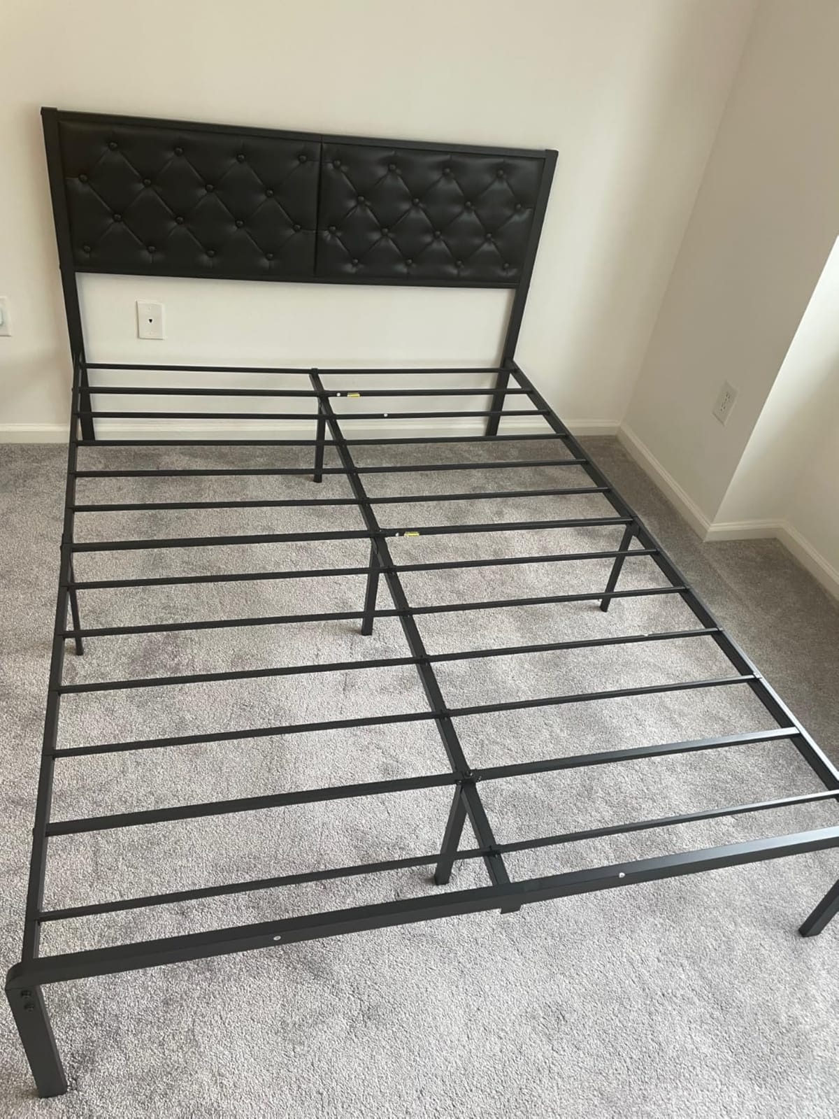 Fluest Queen Bed Frame with Headboard PU Leather Upholstered Bed Frame Platform,All Metal Slats Support Platform Bed Frame with Storage Space,Easy Assembly,Noise Free,No Box Spring Needed,Black customer photo 2
