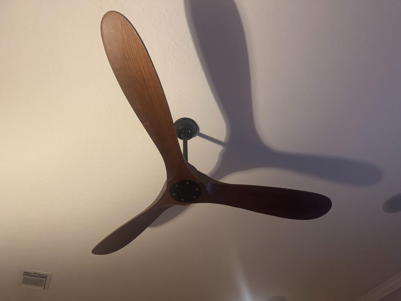 Haipeel 60 Inch Wood Ceiling Fan no Light, Outdoor Ceiling Fans Without Lights with Remote Control, Indoor Modern 3 Blade Propeller Ceiling Fan for Bedroom Porch, Reversible BLDC Motor, Dark Walnut customer photo 1