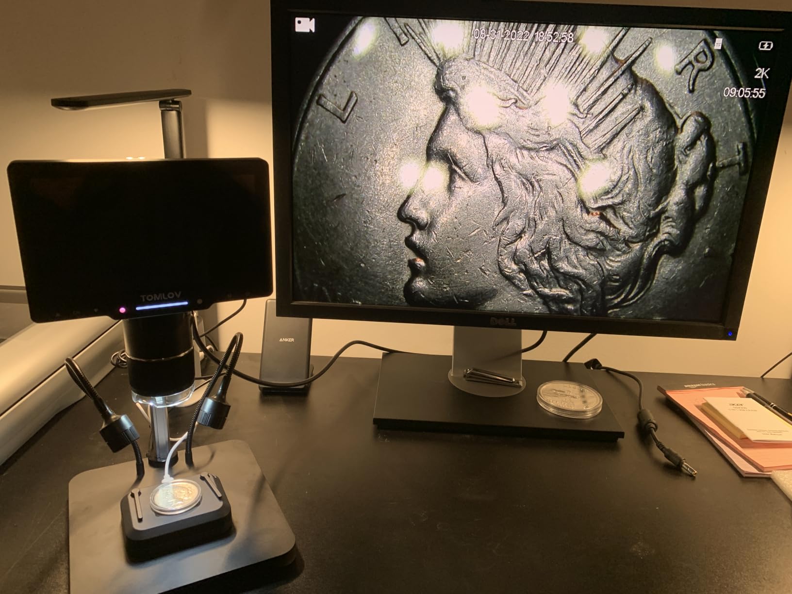 TOMLOV TriL110 3-Lens Digital Microscope 2500X,Full View Coin Magnifier 10