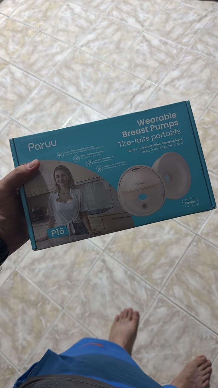 Paruu Hands Free Breast Pump P16, Wearable Breast Pump Electirc Portable with 4 Modes & 12 Levels, Max 309mmHg Strong Suction 19/21/24mm Flange Inserts Wearable Breastfeeding Pump, 2 Pack（Nude customer photo 1