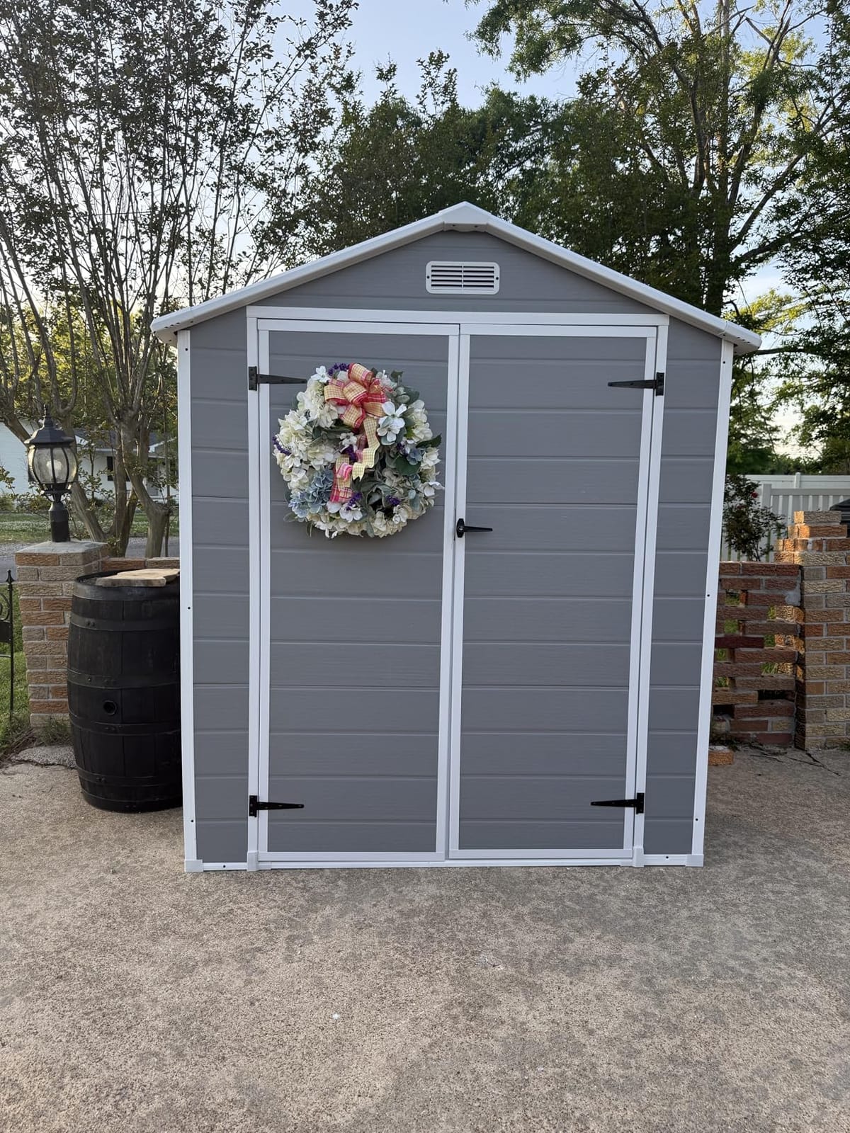 Gizoon 6x4.4 FT Resin Storage Shed with Floor, Outdoor Plastic Shed, Grey customer photo 1
