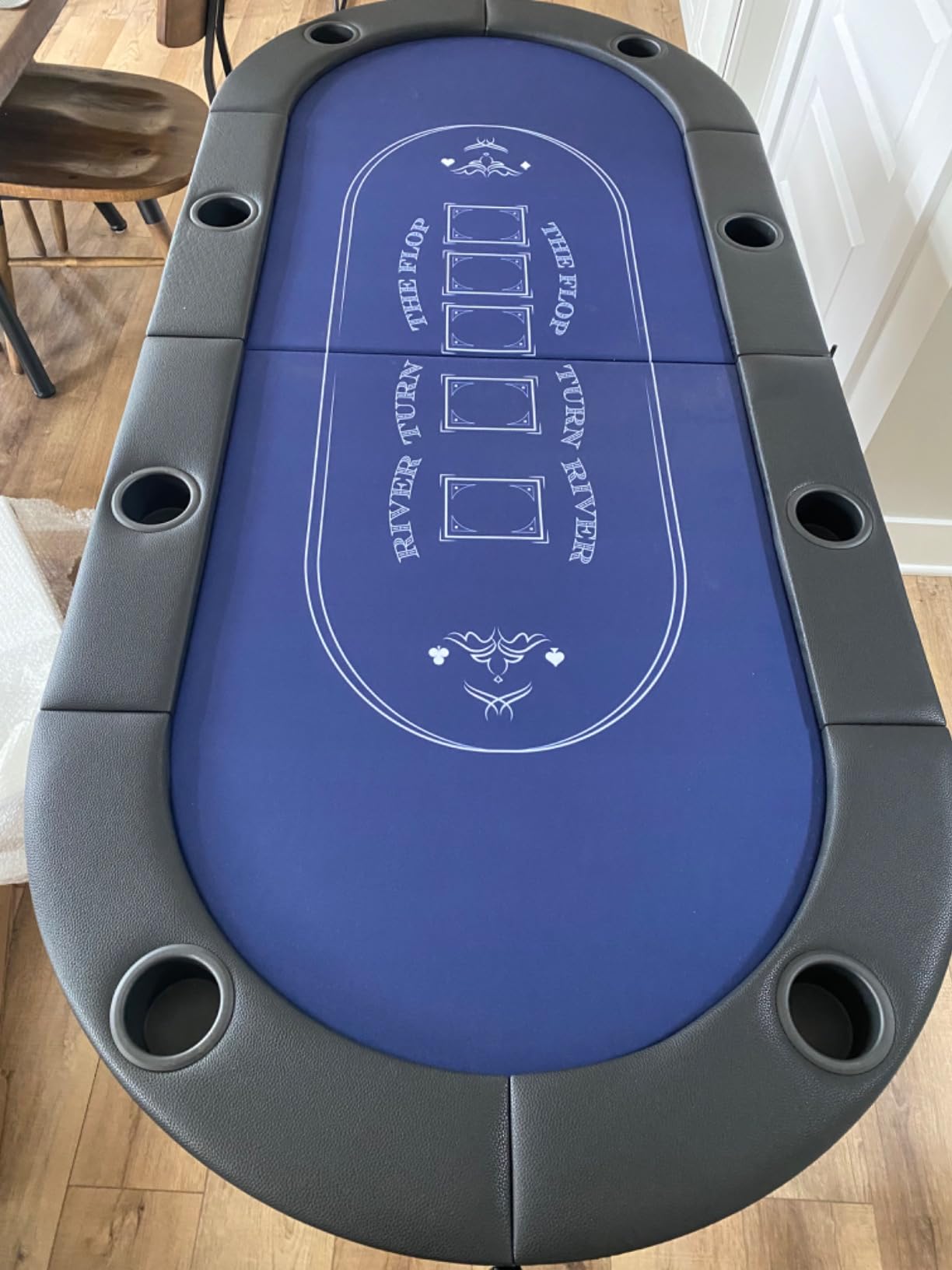 Goplus 72” Poker Table Foldable, 8 Players Card Board Game Table w/Deep Metal Cup Holders, Casino Grade Felt, Portable Folding Oval Blackjack Table for Texas Holdem, No Assembly Required (Green) customer photo 1