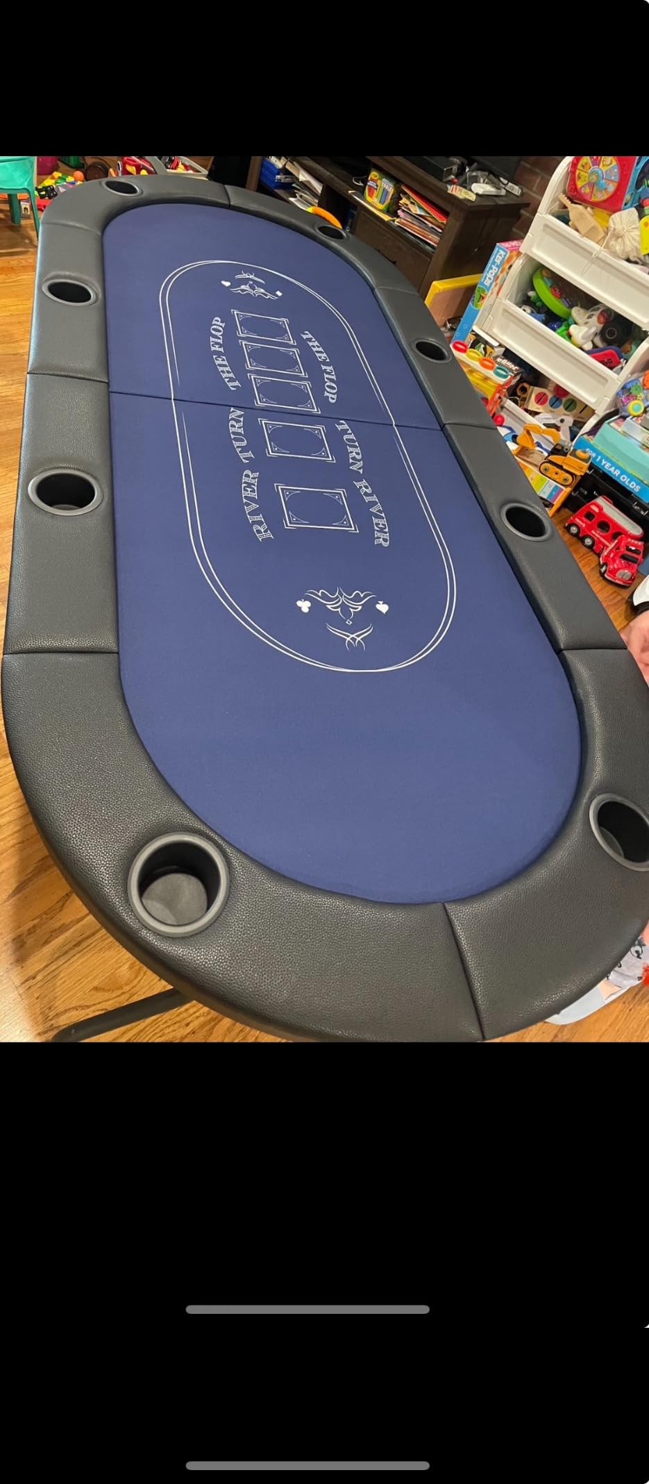 Goplus 72” Poker Table Foldable, 8 Players Card Board Game Table w/Deep Metal Cup Holders, Casino Grade Felt, Portable Folding Oval Blackjack Table for Texas Holdem, No Assembly Required (Green) customer photo 2