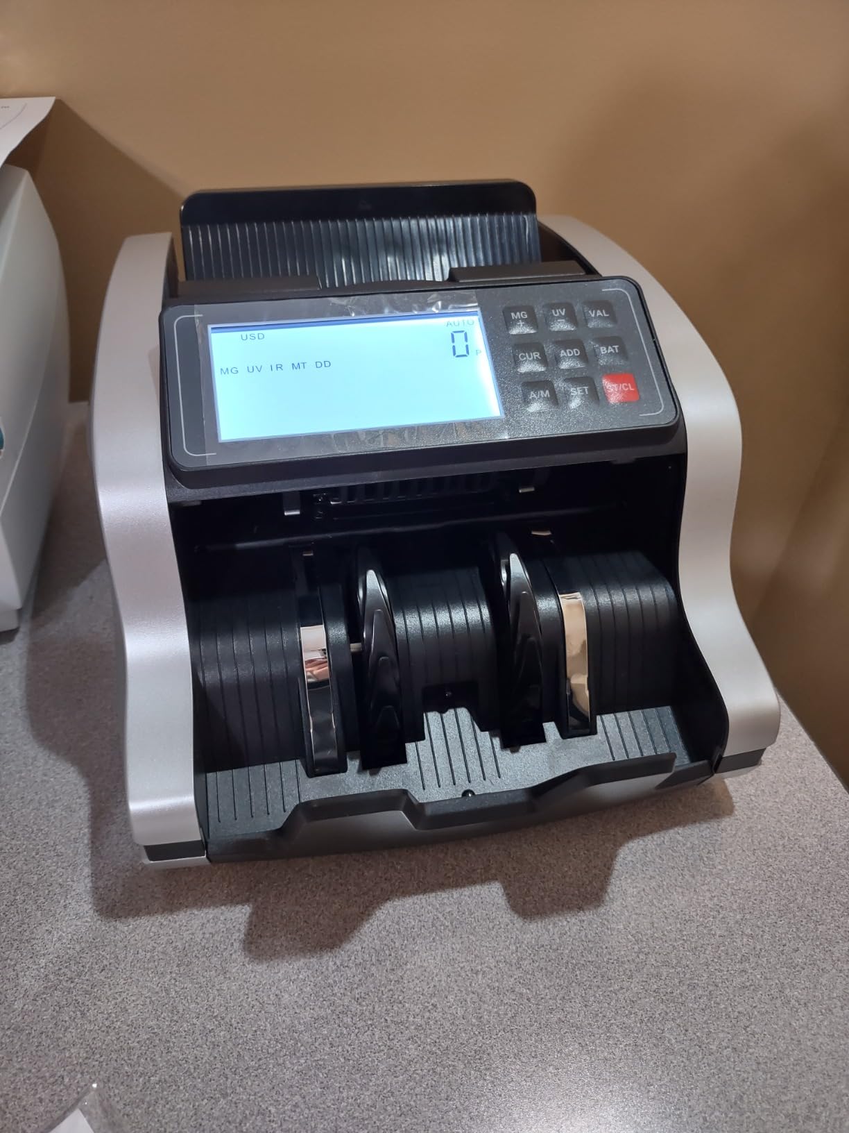 PONNOR Money Counter Machine with Value Count, UV/MG/IR/MT/DD Counterfeit Bill Detection, Dollar Euro Cash Counter with Count/Add/Batch/Auto Modes, External LCD Display customer photo 1