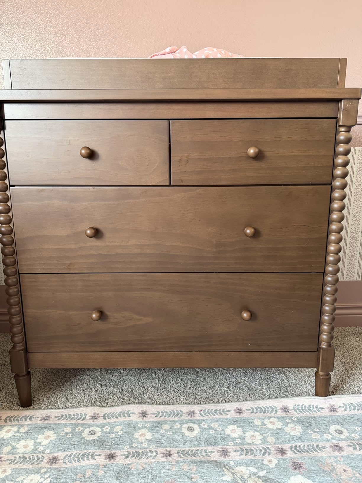 Delta Children Saint 4 Drawer Dresser with Changing Top and Interlocking Drawers, Teak Brown customer photo 1