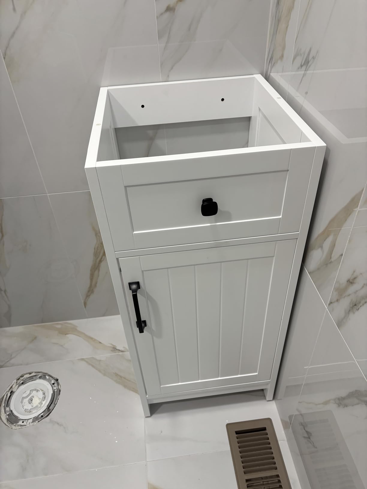 ALBAD 16-Inch Modern Bathroom Vanity with Sink, Compact Bathroom Vanity Set with Storage, Freestanding Small Space Bath Cabinet, Single Sink Cabinet with Adjustable Shelf (Black, 16 Inch) customer photo 2