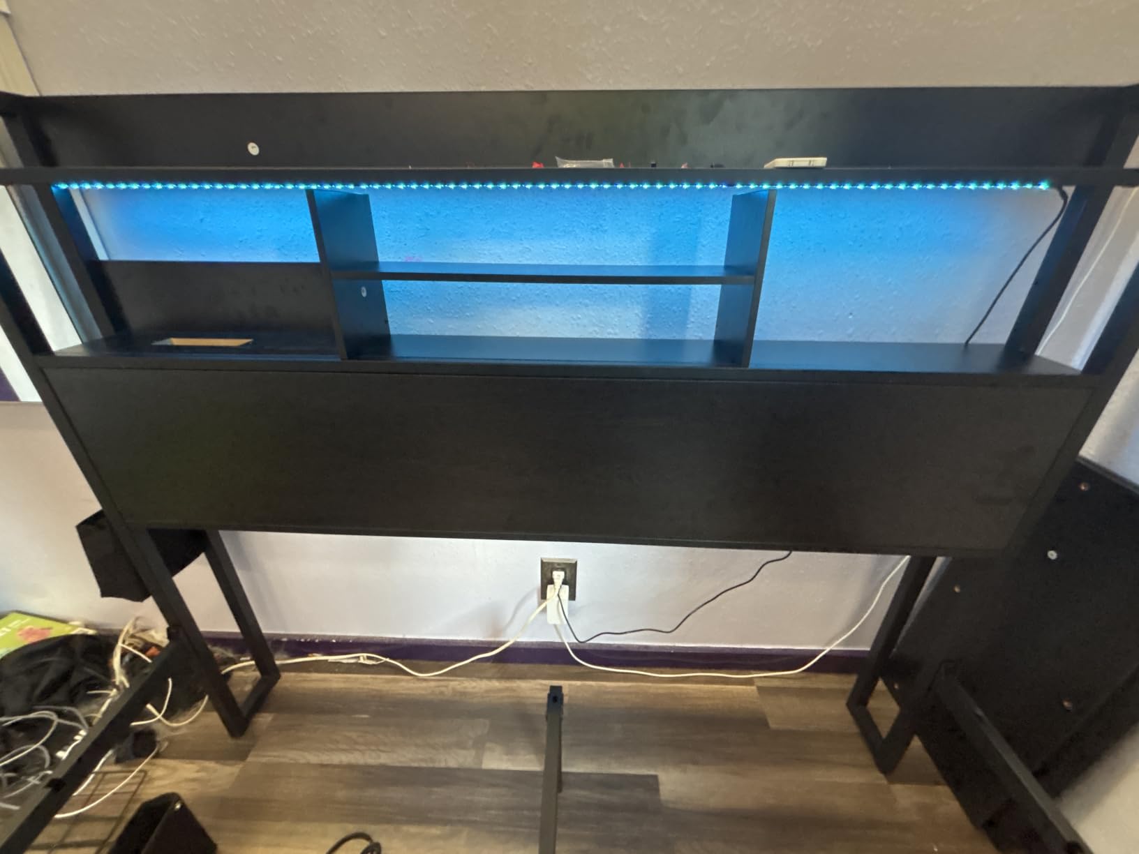 Furnulem Full Size Bed Frame with Headboard and Charging Station,2 Drawers customer photo 2