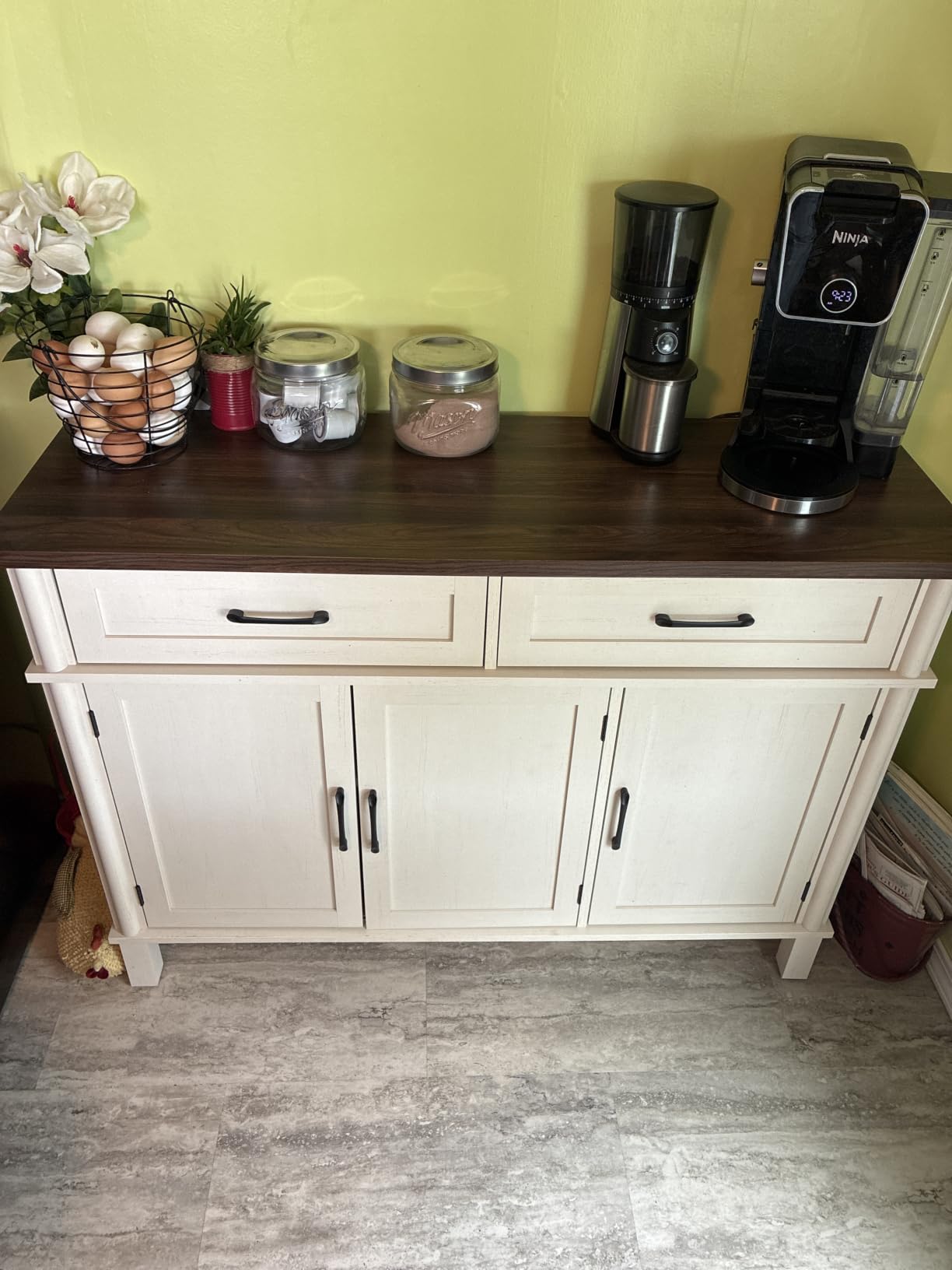 ONBRILL 48 Inch Buffet Cabinet with Storage, Off White customer photo 2