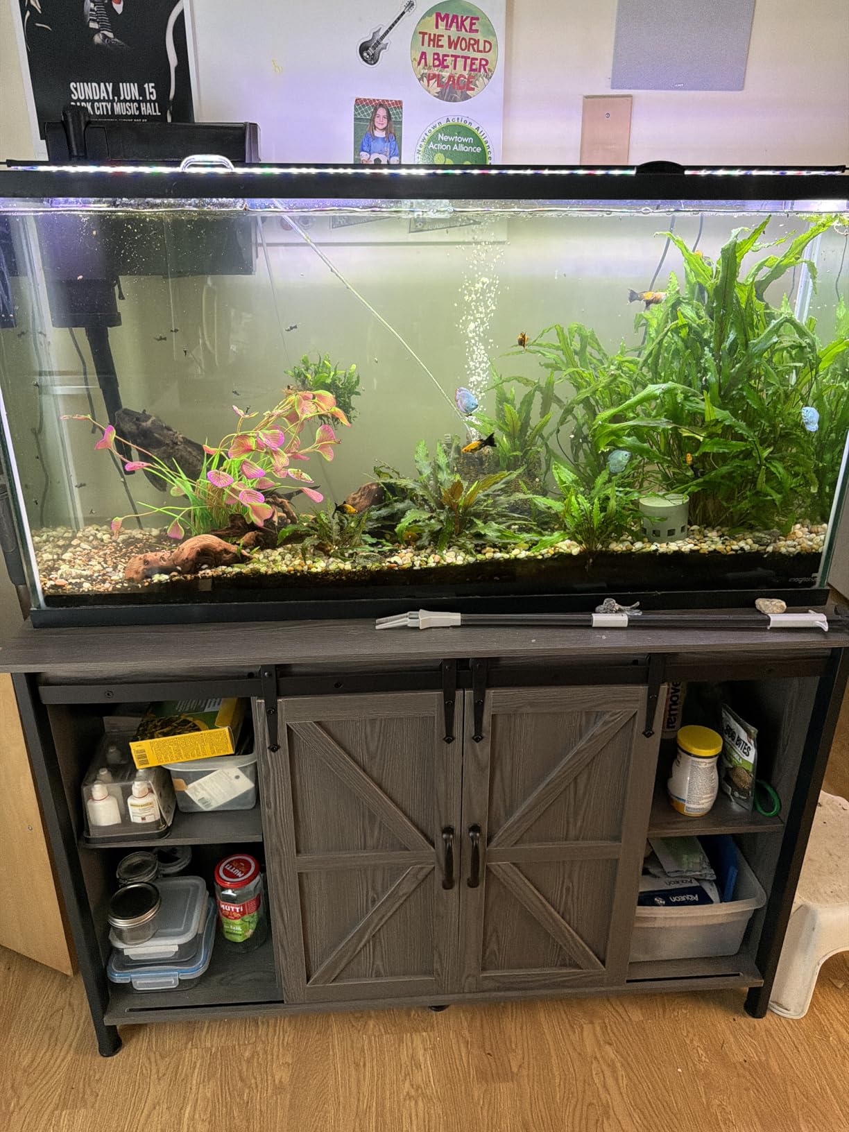 VOWNER Farmhouse 55-75 Gallon Fish Tank Stand with Power Outlet, Grey customer photo 1