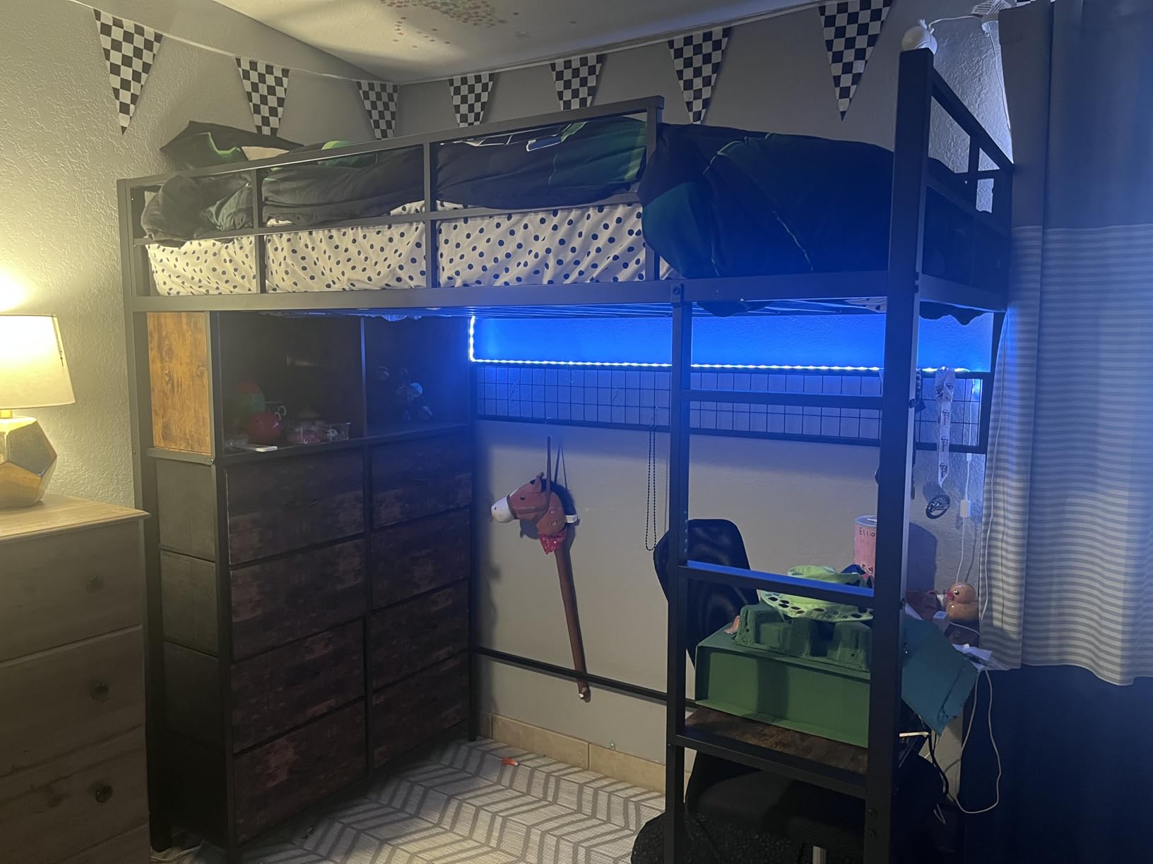 BTHFST Twin Size Loft Bed with Desk and 8 Storage Drawers, LED Lights customer photo 1