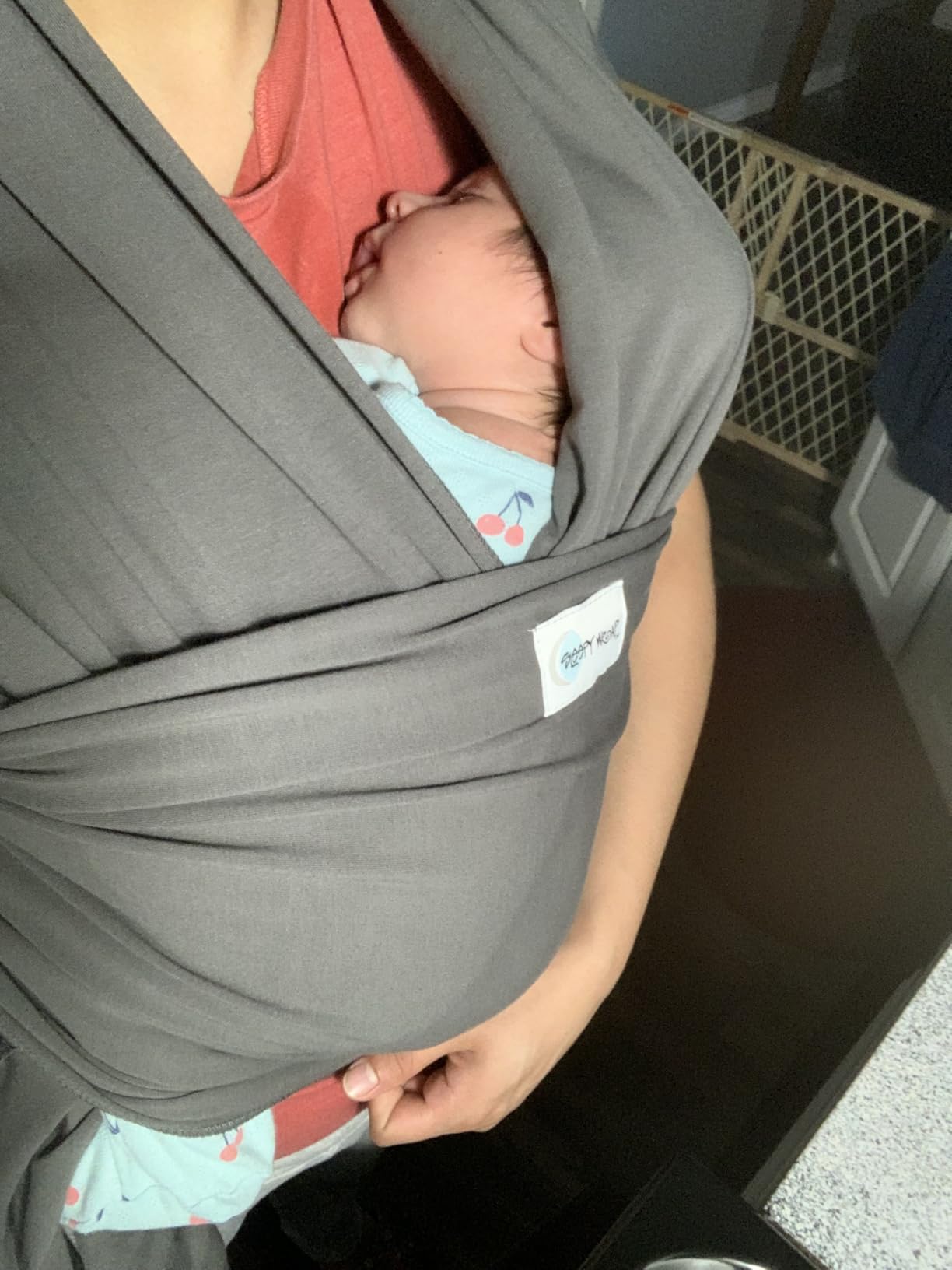 Sleepy Wrap Baby Carrier Wrap for Infants 7-35lbs, Lightweight, Light Gray customer photo 2