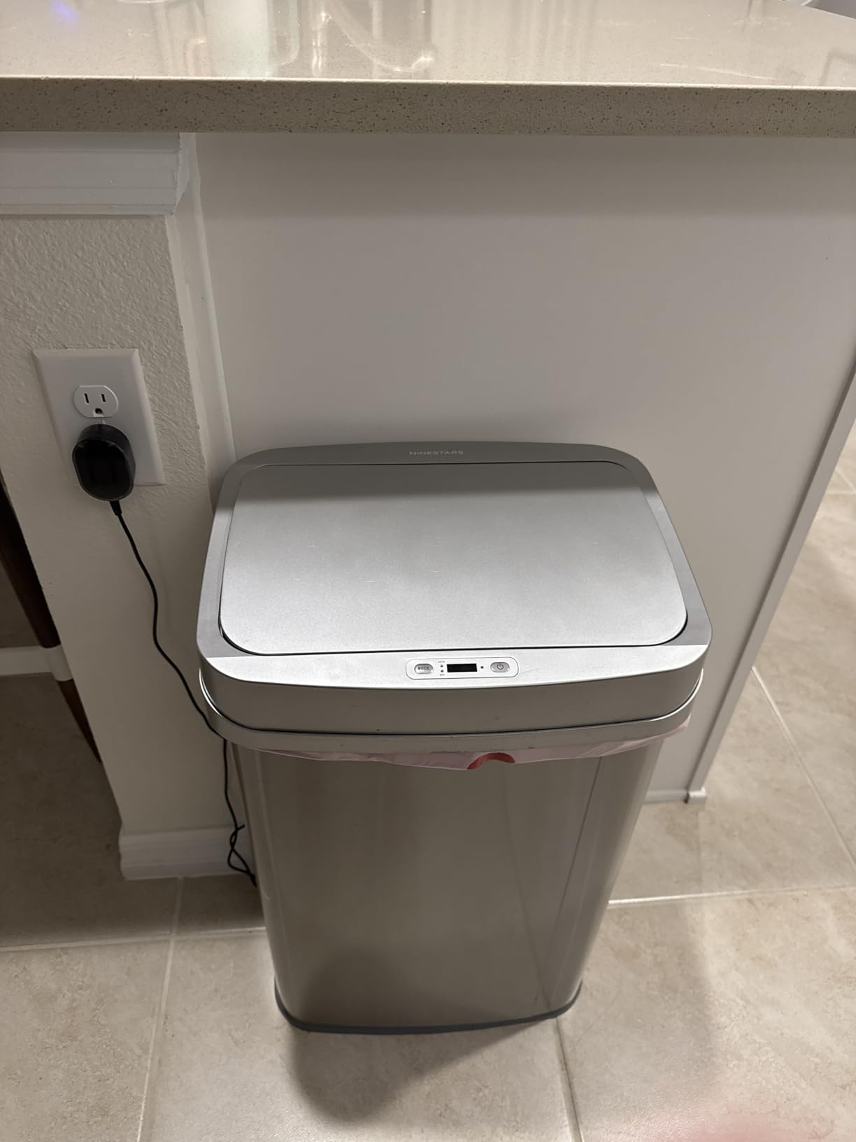 Ninestars 13 Gallon Odor Neutralizing Smart Trash Can, UV + Ozone Dual Purification, Odor Control Motion Sensor Garbage Bin, Universal Power Adapter, ONT-50-81SL Stainless Steel, Silver, Nova Series customer photo 2