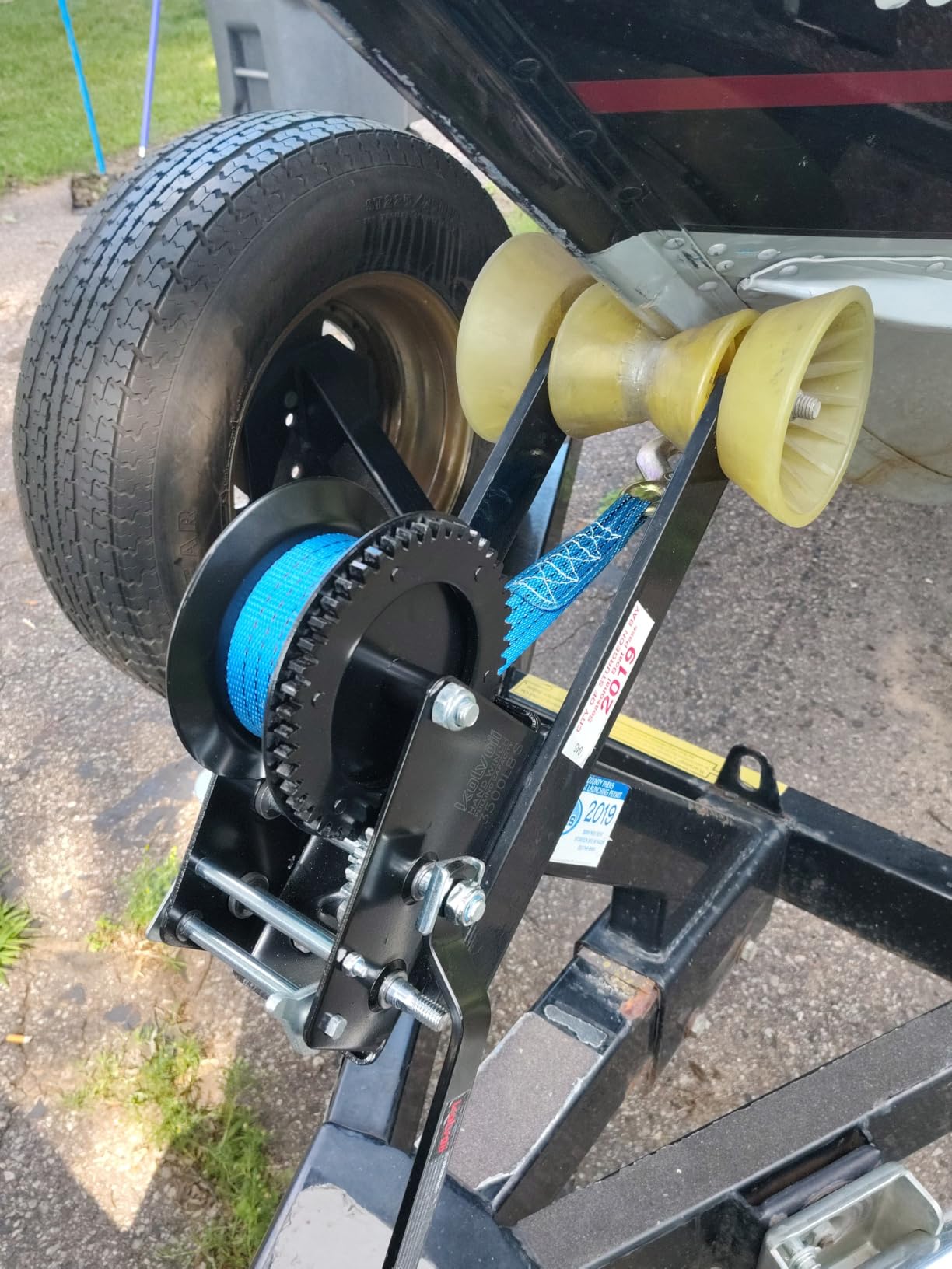 Kolvoii 3500 lb Boat Trailer Winch, 33 ft Strap, 2-Speed 4:1/8:1, Blue customer photo 2