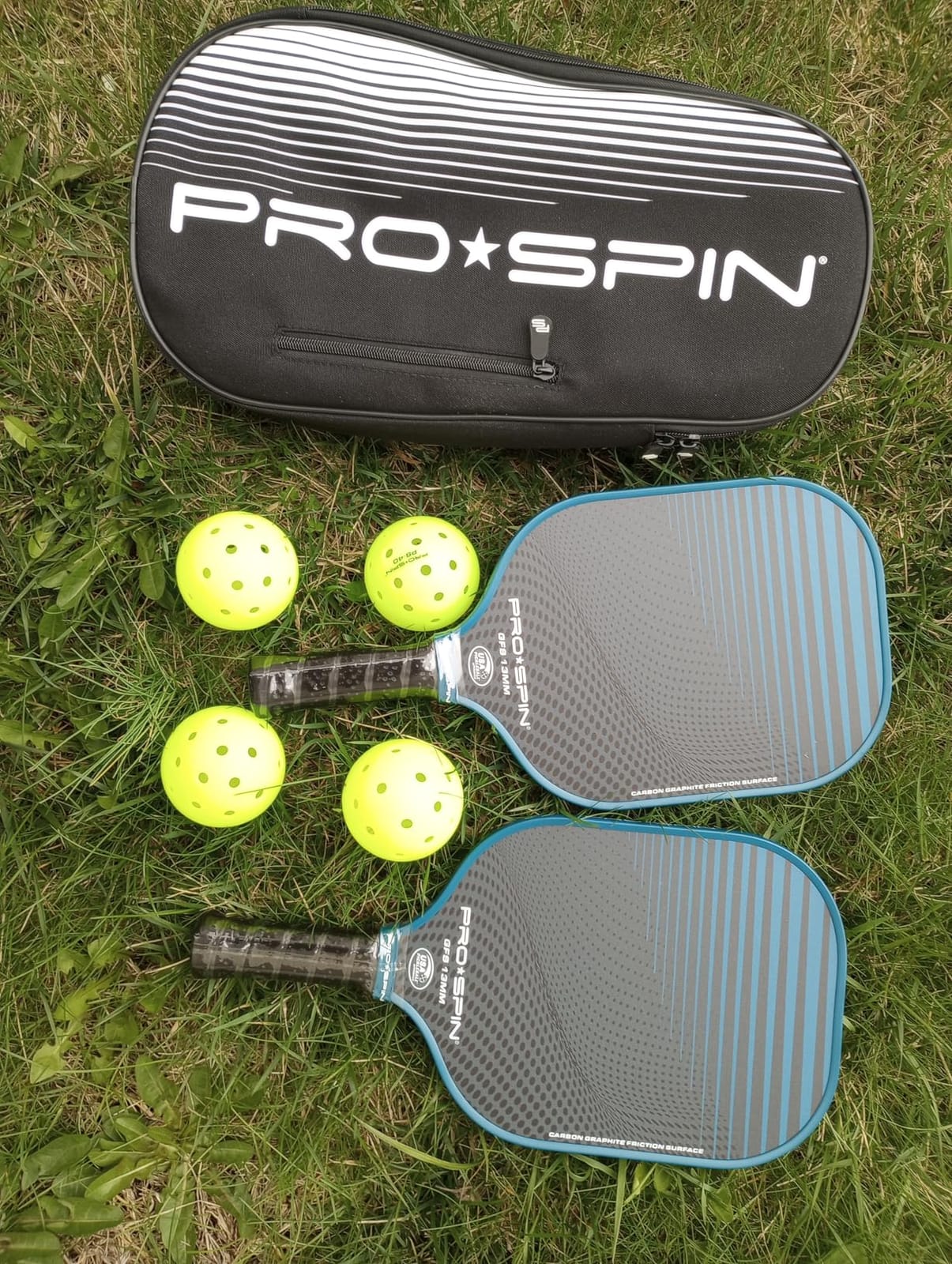 PRO-SPIN Carbon Fiber Pickleball Paddles Set of 2 | Lightweight Pickleball Set with Indoor/Outdoor Balls and Bag – Durable Pickle Ball Paddle Gift for Men, Women & Families customer photo 1