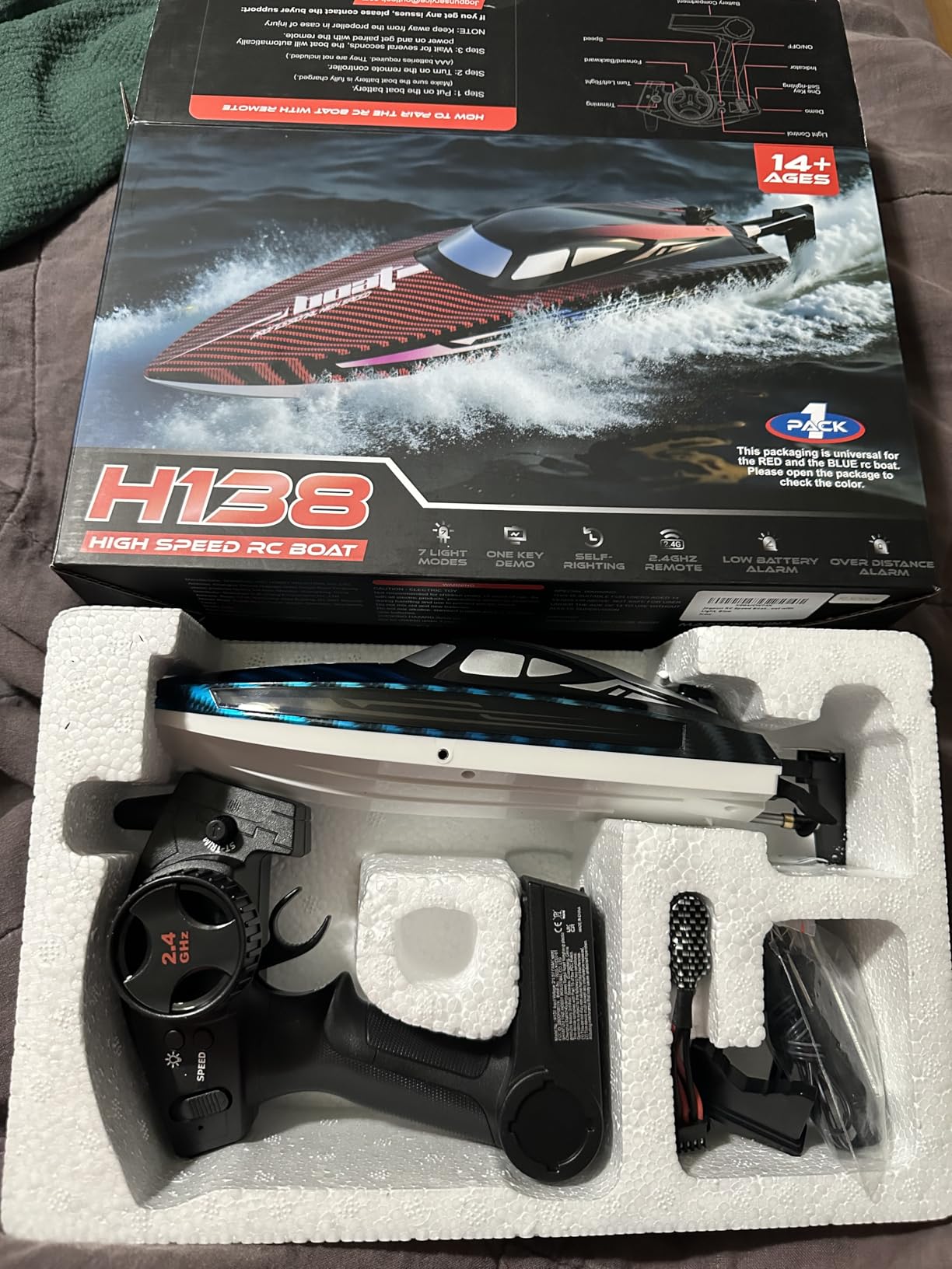 30KMH RC Remote Control Boat with 7 LED Light Modes Waterproof Electric | Fast Speed Boat for Adults Kids 8-12 Lake Pool Water Play,Self-righting,Demo,Water Cooling,20Mins,Low Battery Alert,2.4Ghz customer photo 1