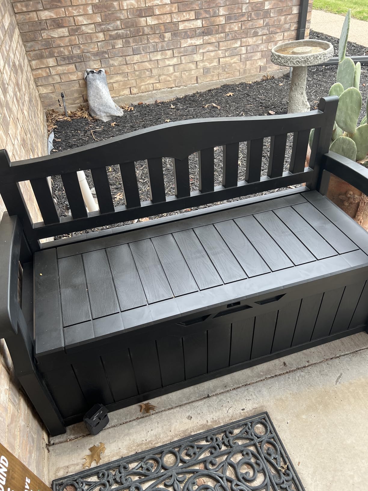 Flamaker 80 Gallon Storage Bench, Deck Box with Seat Waterproof All-Weather | Lockable Heavy-Duty Chest Box with Seating Bench for Garden, Patio, Poolside, Indoor, Outdoor customer photo 2