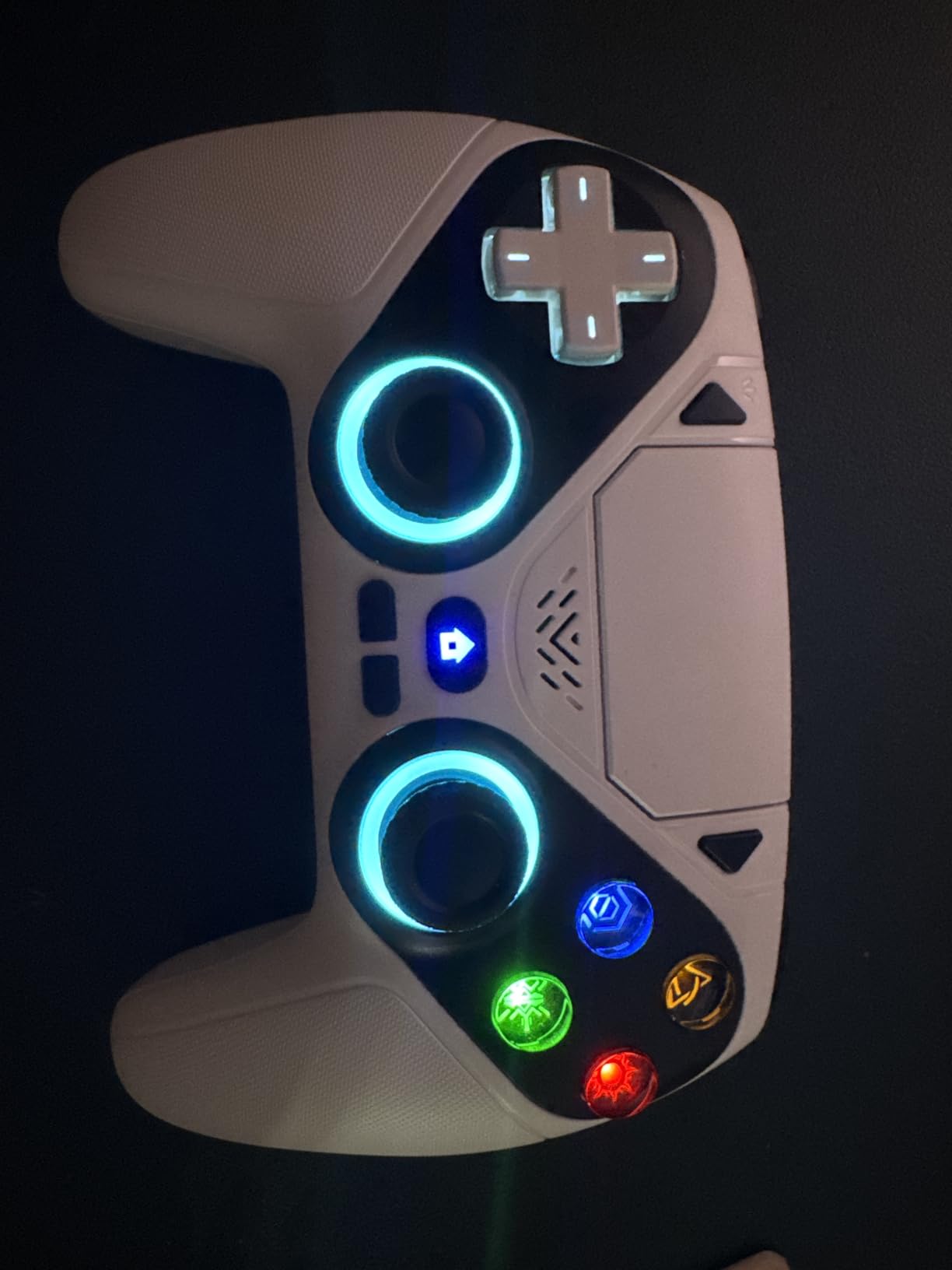 Gamrombo LED Wireless Controller for PS5, Compatible with PS5 Pro/Slim/PC, Dual Vibration, Macro/Turbo Function, 3.5mm Audio Jack, 6-Axis Motion Control Gamepad with Speaker(White) customer photo 2