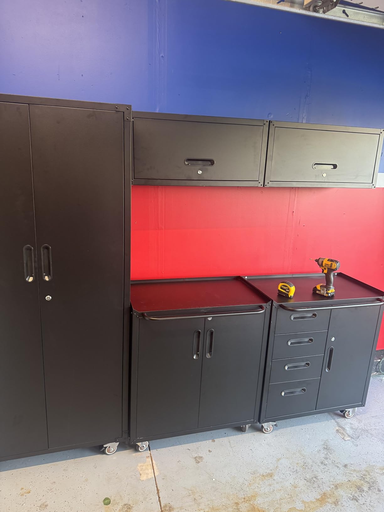 Garage Storage Cabinets System 5PCS Workshop Set with Drawers Locking Heavy Duty Rolling Cart with Adjustable Shelves Garage Tool Workbench Cabinets (5 PCS-2) customer photo 2