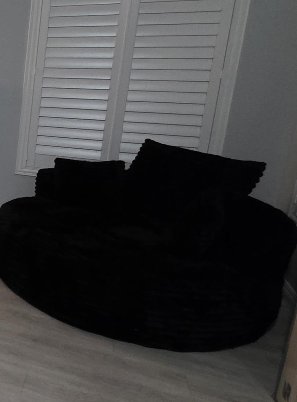 Oversized Round Chaise Longue Chair Indoor, Modern 55-inch Upholstered Corduroy Deep Seat Circle Single Cloud Lounge Floor Sofa Chair for Living Room, Bedroom Apartment, Black customer photo 1