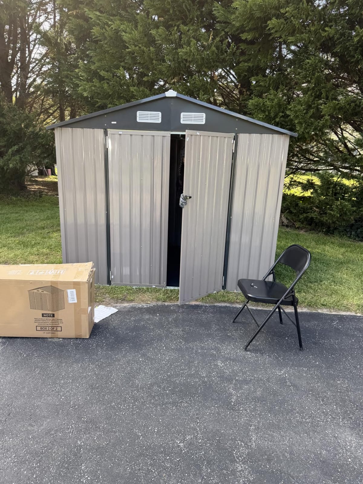 Aoxun 7.3'x5.3' Shed with Floor Galvanized Steel Outdoor Storage Shed Brown customer photo 1