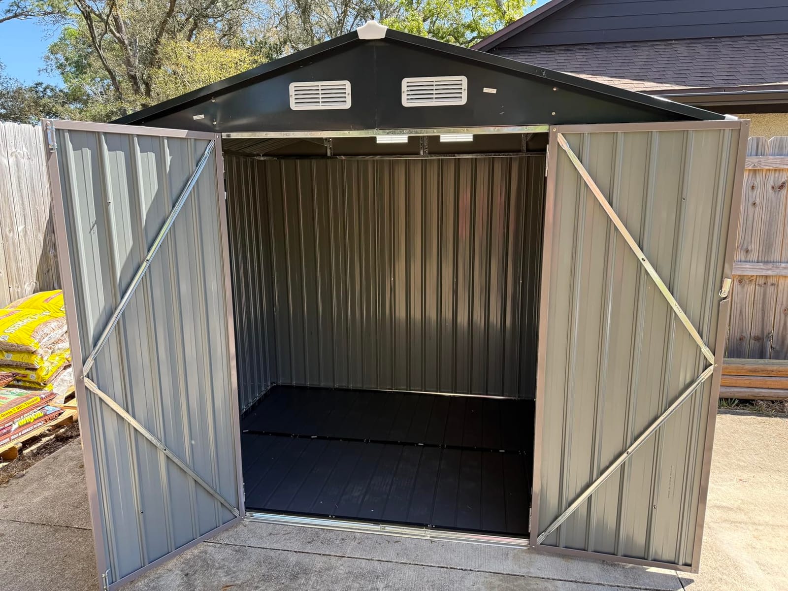 Aoxun 7.3'x5.3' Shed with Floor Galvanized Steel Outdoor Storage Shed Brown customer photo 2